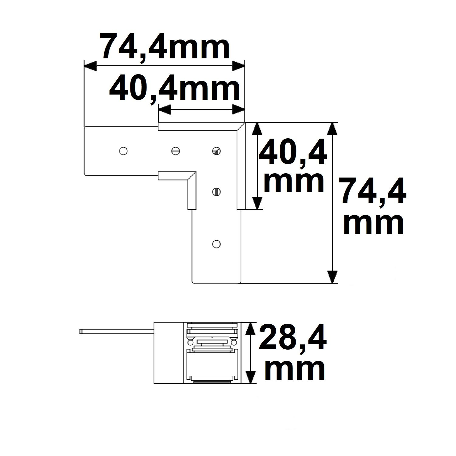 ISOLED Track48 Eckschiene 90° horizontal für Aufbauschiene flat, schwarz, nicht stromführend - 2