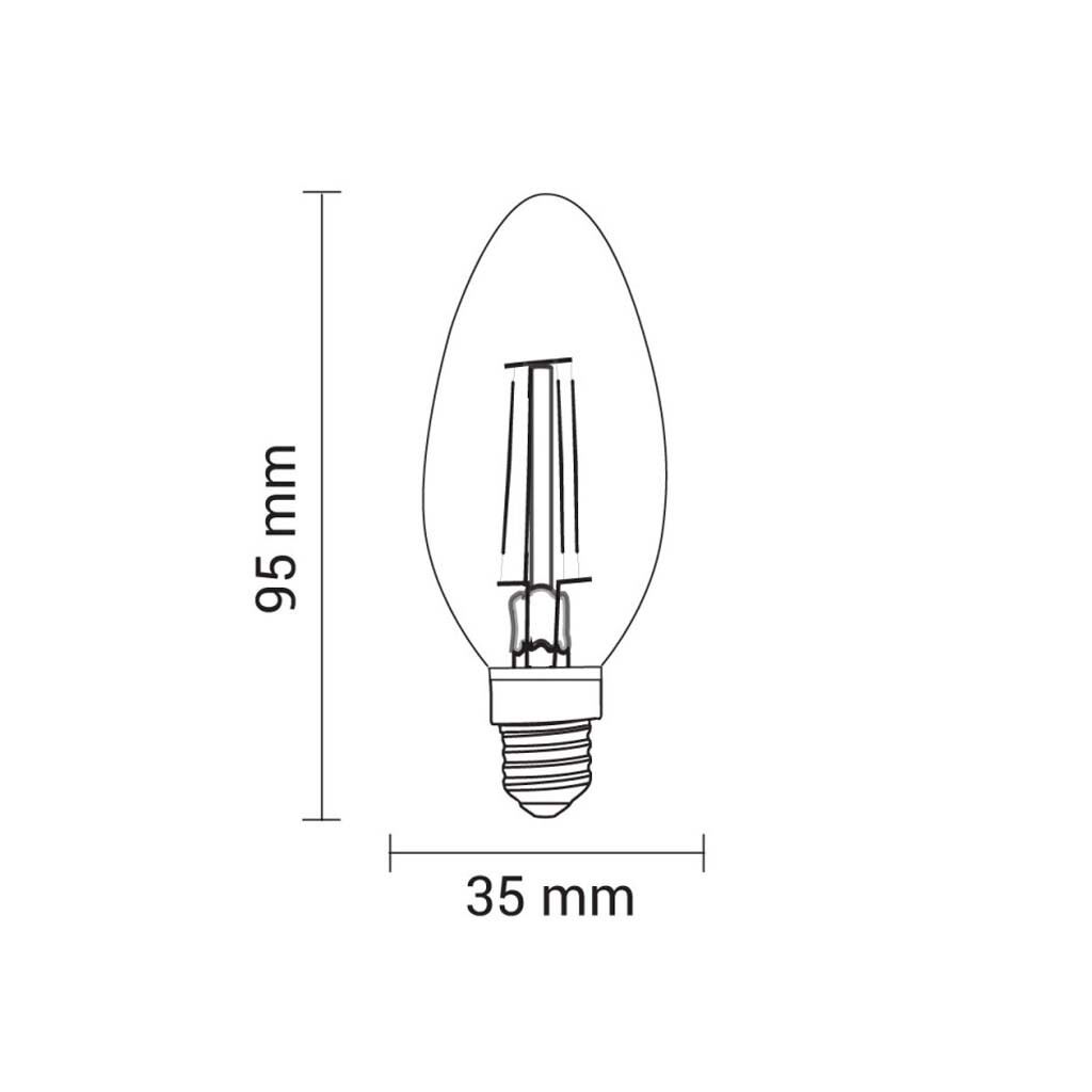 Emilum LED-Filament Kerze, 24V, 5W, 2700K, E14 (Adapter E27) - Produktbild 4