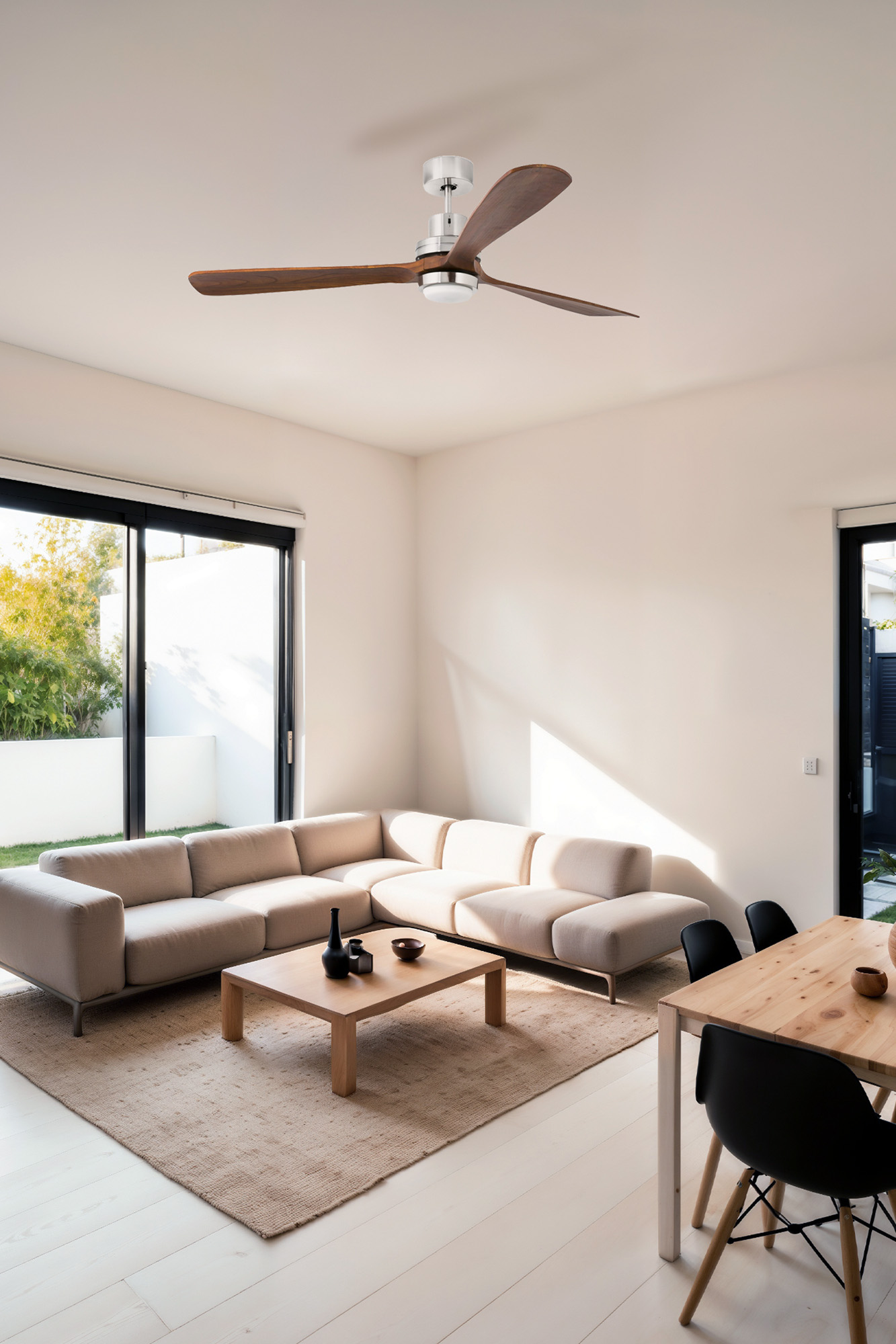Faro LANTAU XL LED-Gleichstrom/nussbaum-Ventilator Nickel matt/nussbaum - Produktbild 2