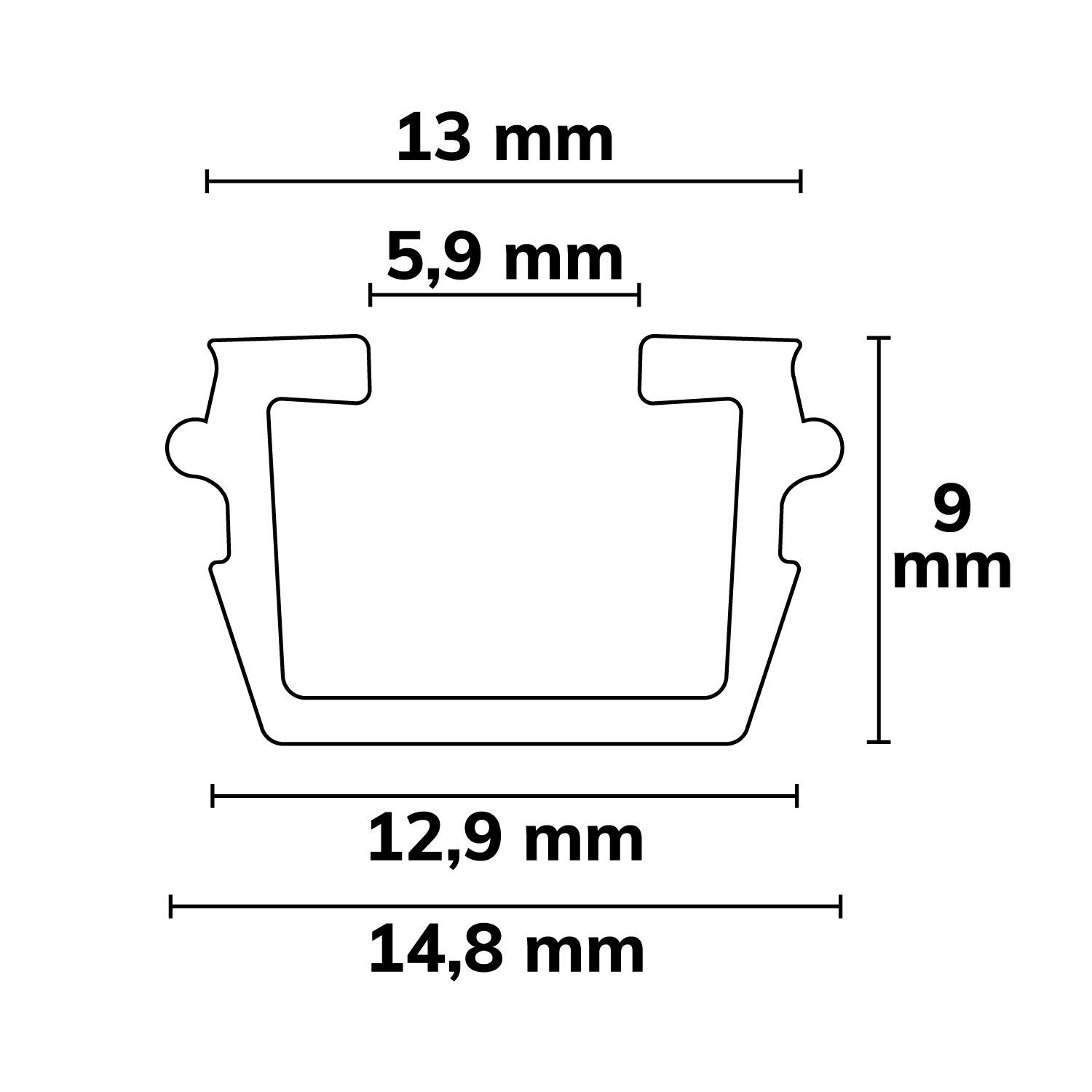 ISOLED Gardinen-Inlay klar, Innenformat B=9.7 H=6.5mm Schlitz 6mm, 200cm - 3