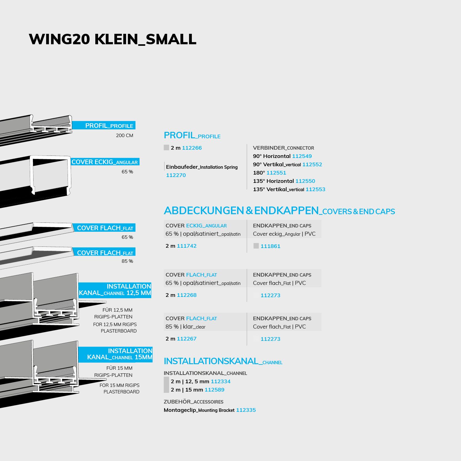 ISOLED LED Aufbauprofil WING20 klein, eloxiert L: 200cm - 5