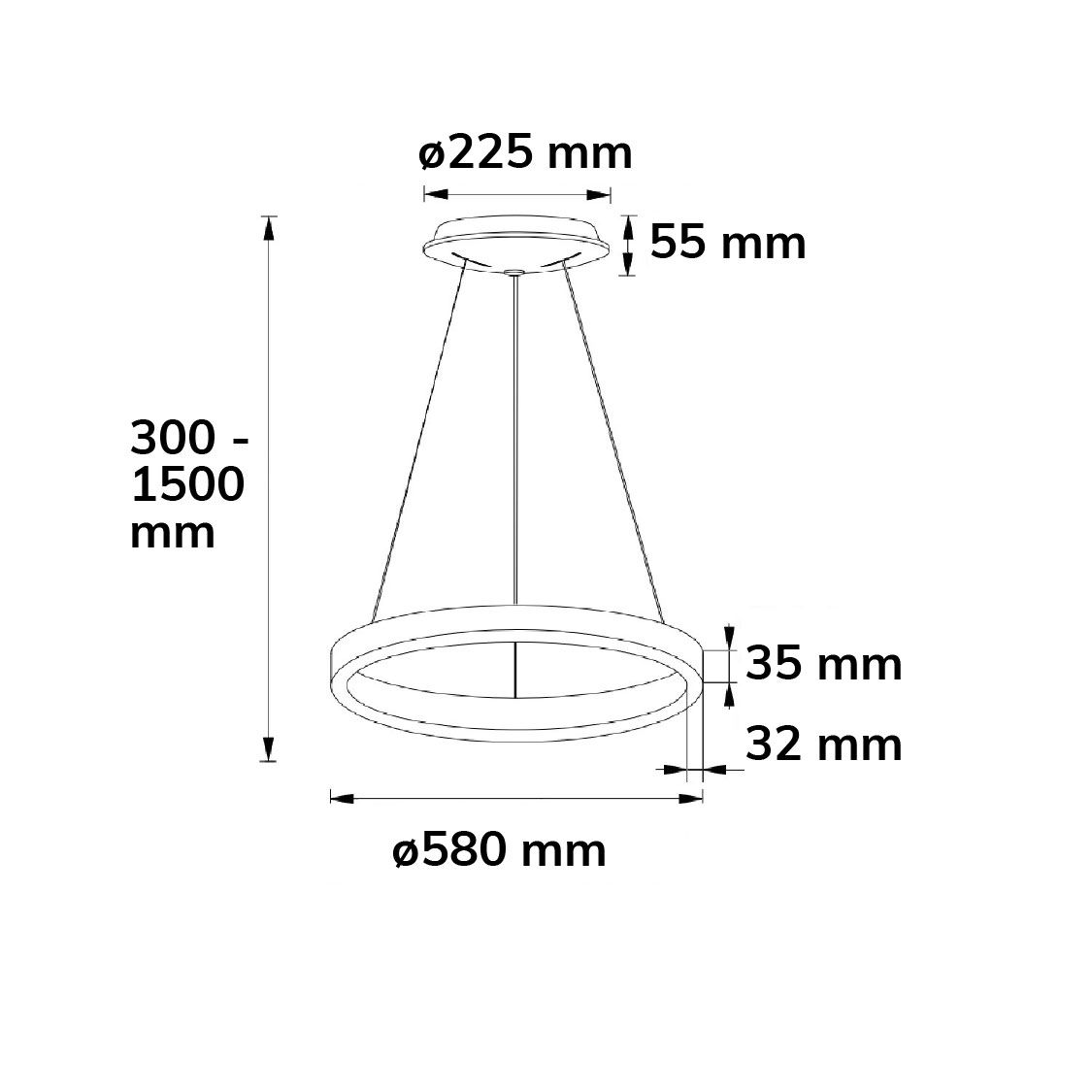 ISOLED LED Hängeleuchte Orbit 580, schwarz, 48W, rund, ColorSwitch 3000|3500|4000K, dimmbar - 3
