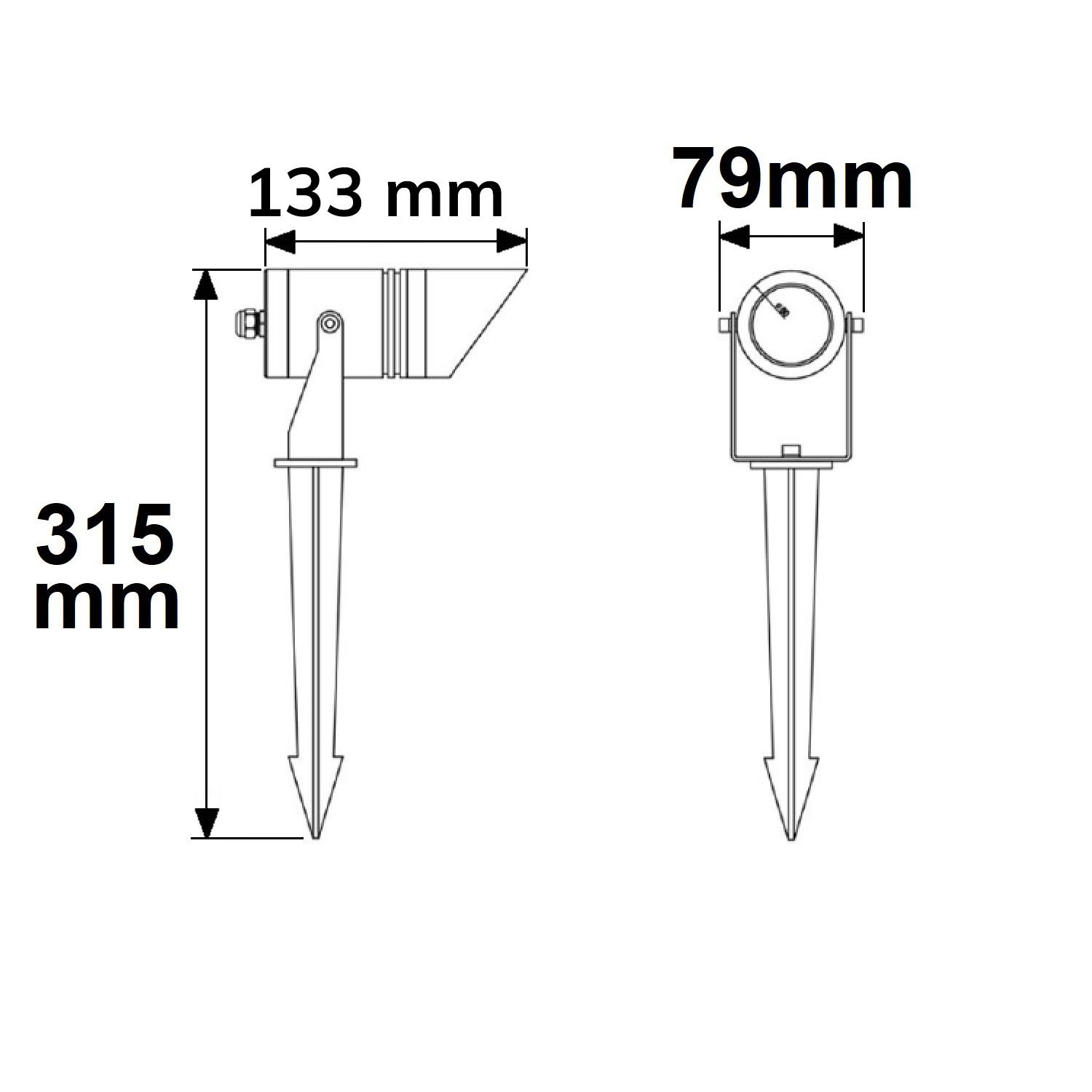 ISOLED LED Gartenstrahler, rund, Aluminium, schwarz, 220V, IP65, 10W, 30°, warmweiß, inkl. Erdspieß - 3