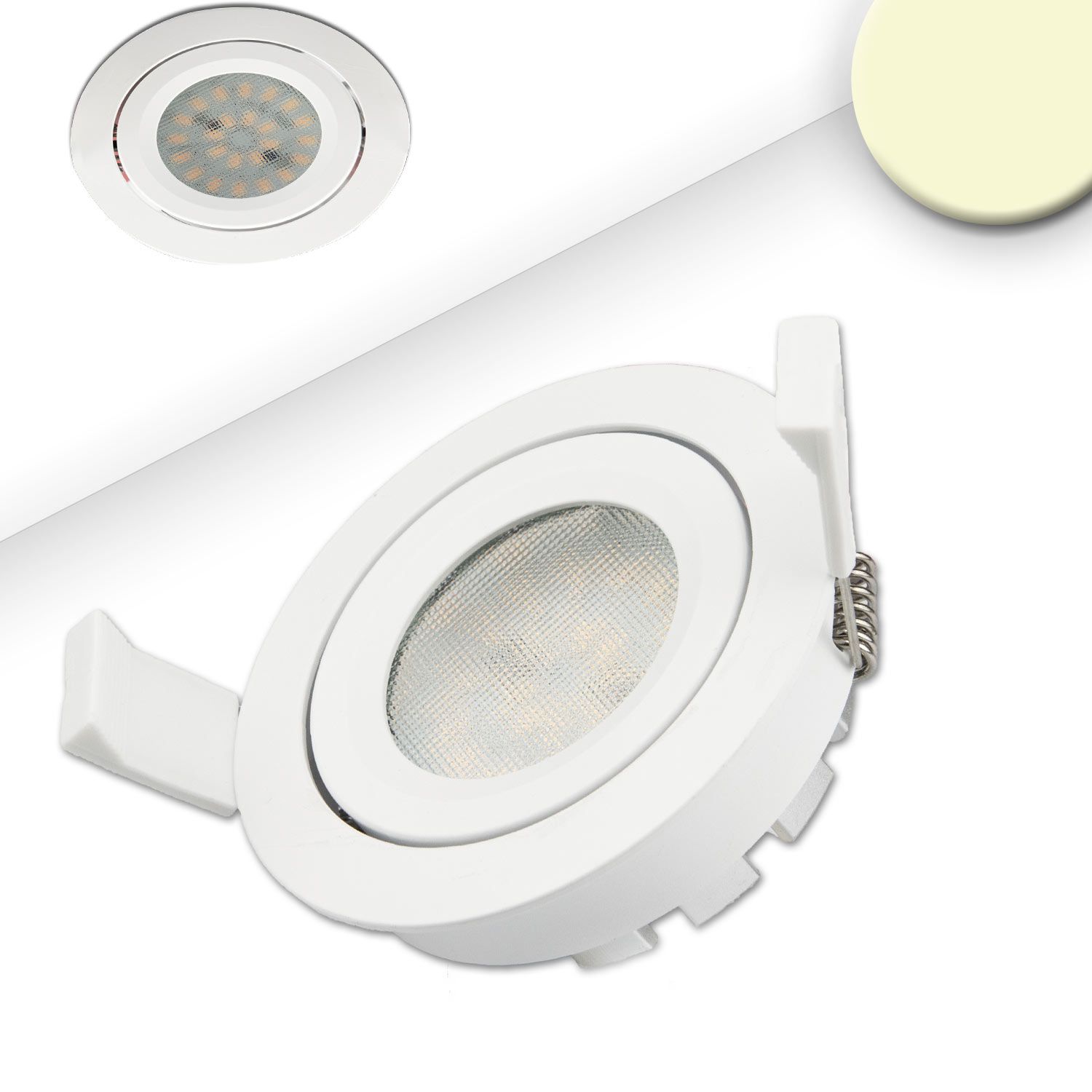 ISOLED LED Einbaustrahler, weiß, 8W SMD, 120°, rund, warmweiß, dimmbar - 1