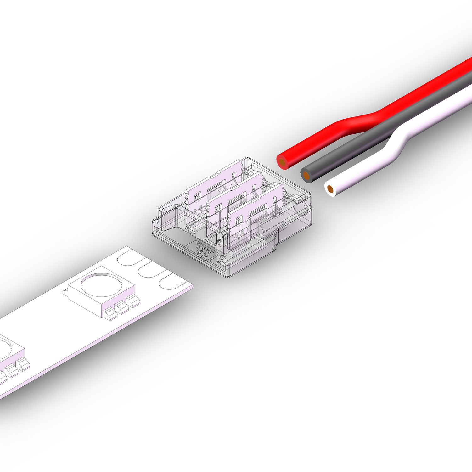 ISOLED Kontakt-Kabelanschluss (max. 5A/0,5qmm) K2-310-V1 für 3-pol. IP20 Flexstripes mit Breite 10mm - 2