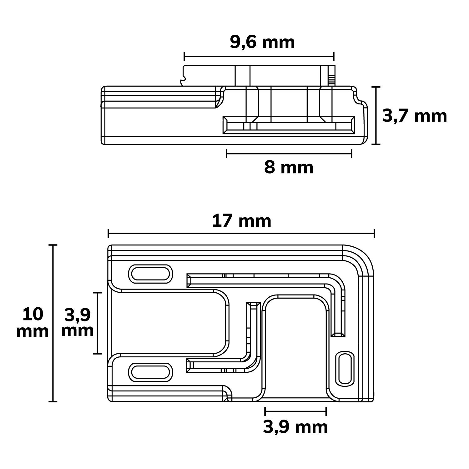 ISOLED Kontakt-Verbinder 90° (max. 5A) K3-208 für 2-pol. IP20 Flexstripes mit Breite 8mm - 3