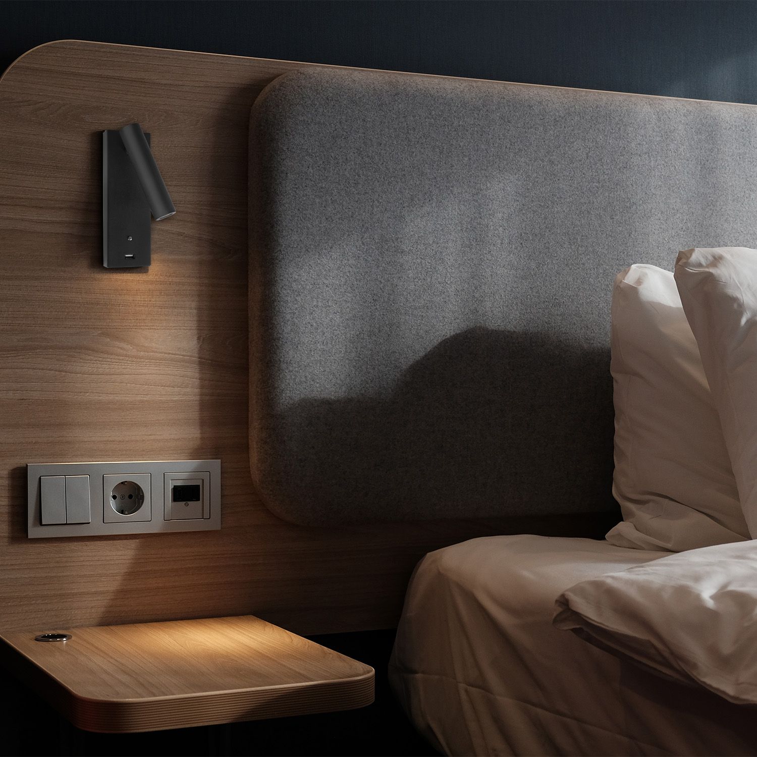 ISOLED LED Leseleuchte, 3W, schwarz, mit USB-A und USB-C Ladebuchse, warmweiß, 3 Stufen dimmbar - 7