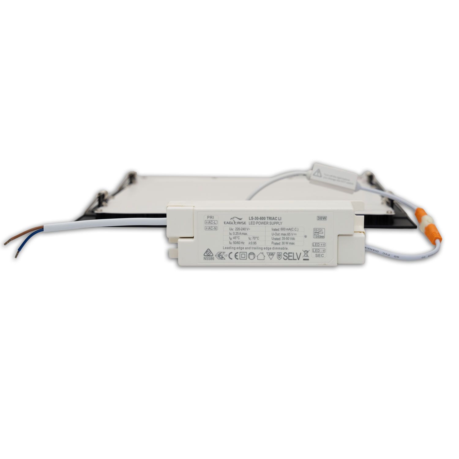 ISOLED LED Downlight, 24W, eckig ultraflach schwarz, 300x300mm, ColorSwitch 3000|3500|4000K, dimmbar - 3