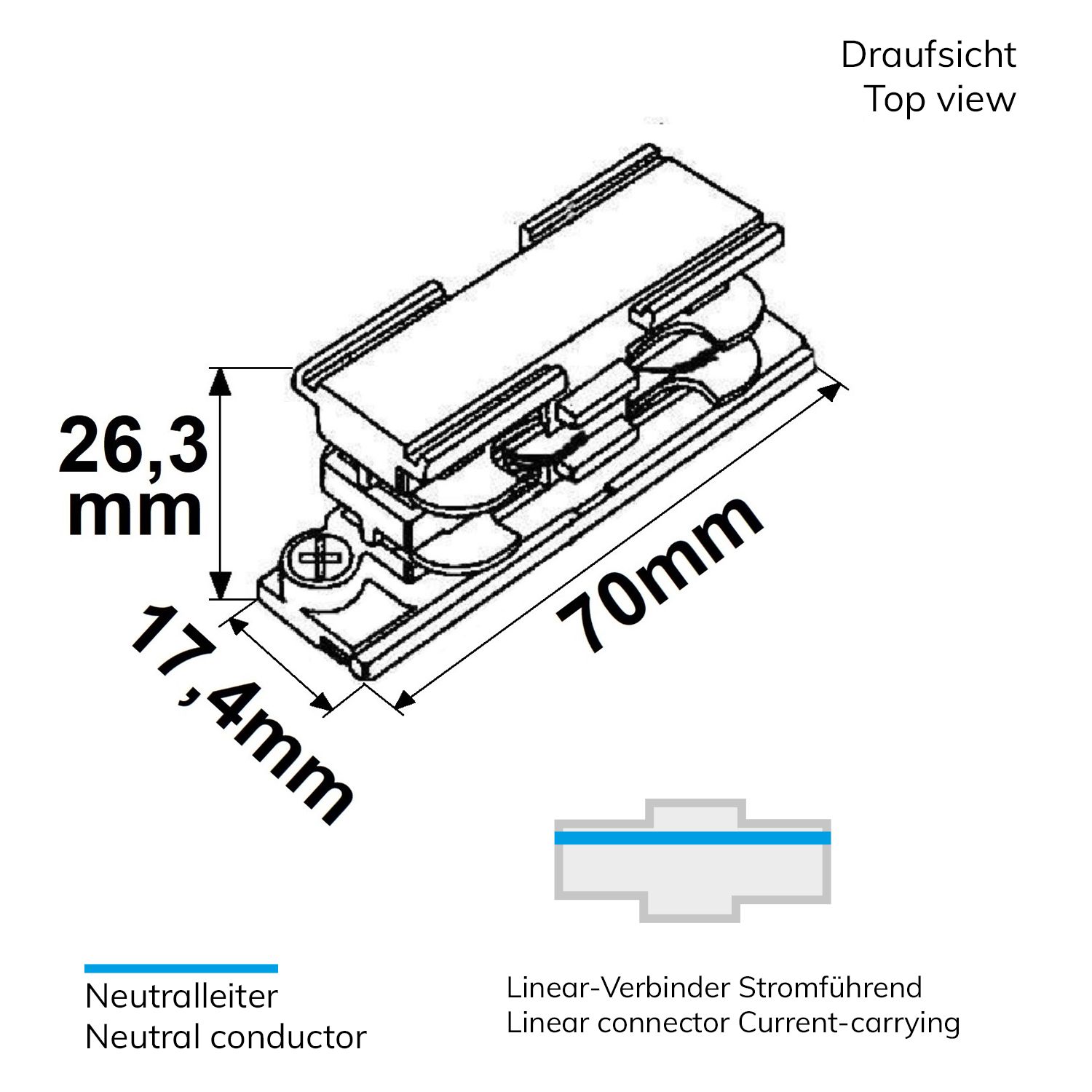 ISOLED 3-Phasen DALI Schiene Linearverbinder, stromführend, schwarz - 2