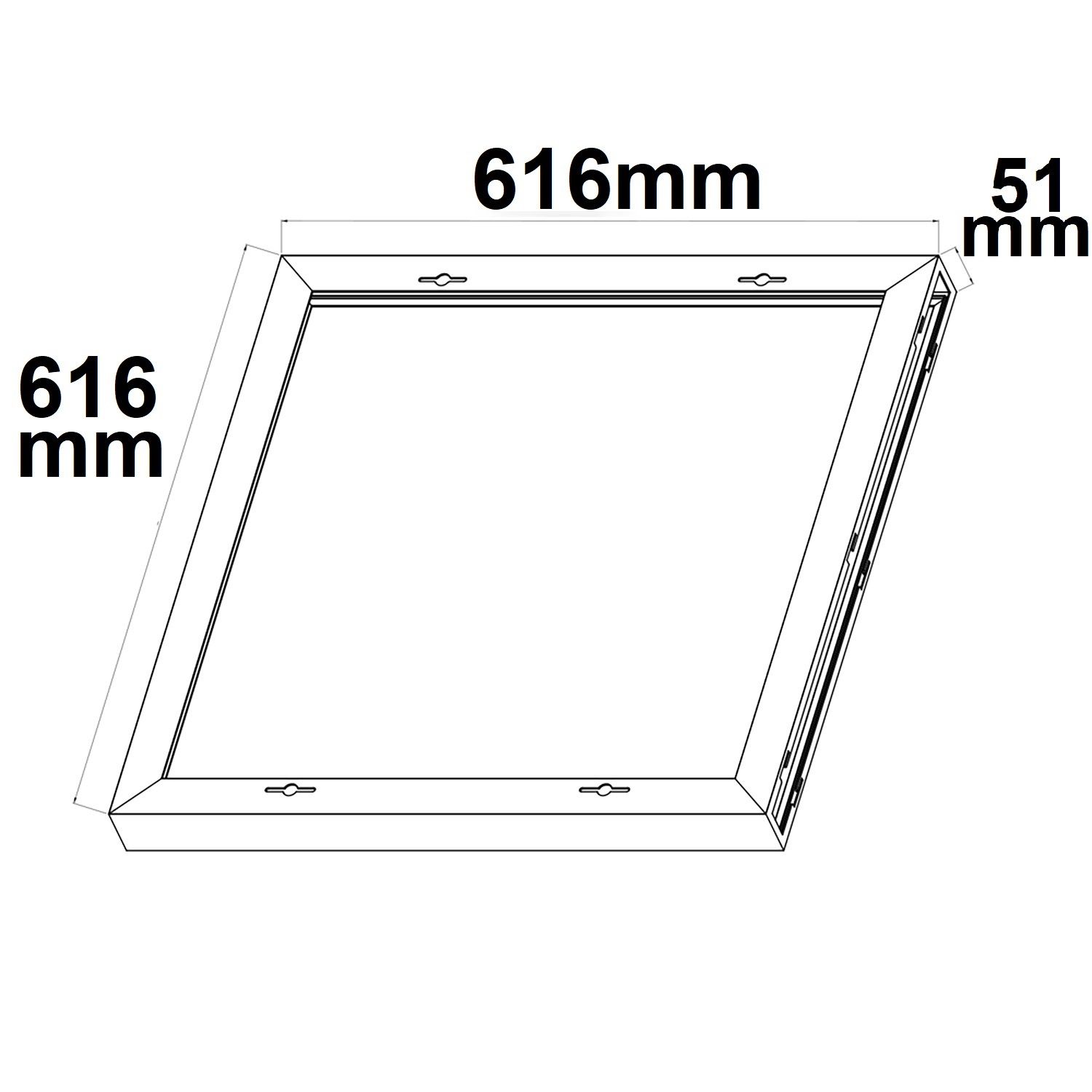 ISOLED Aufbaurahmen weiß RAL 9016, Höhe 5cm, für LED Panels 600x600, vormontiert zur Schnellmontage - 2