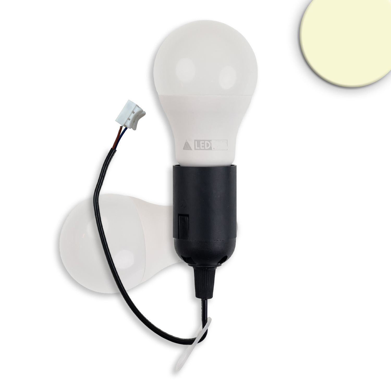 ISOLED Baufassung E27 SET mit Federklemme, Öse und LED bulb 9W, warmweiß - 1