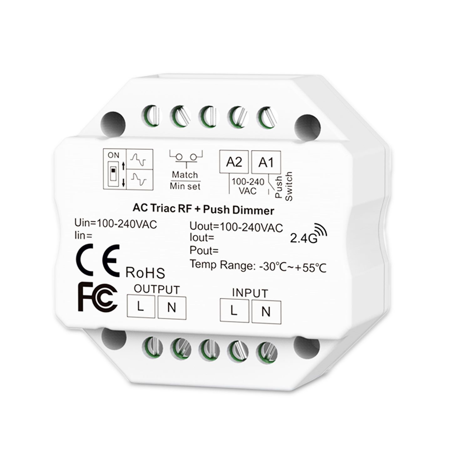 ISOLED Sys-Pro Universal-Push/Funk Mesh-Dimmer 230V, 360VA, Phasenan-/Abschnitt wählbar - 1