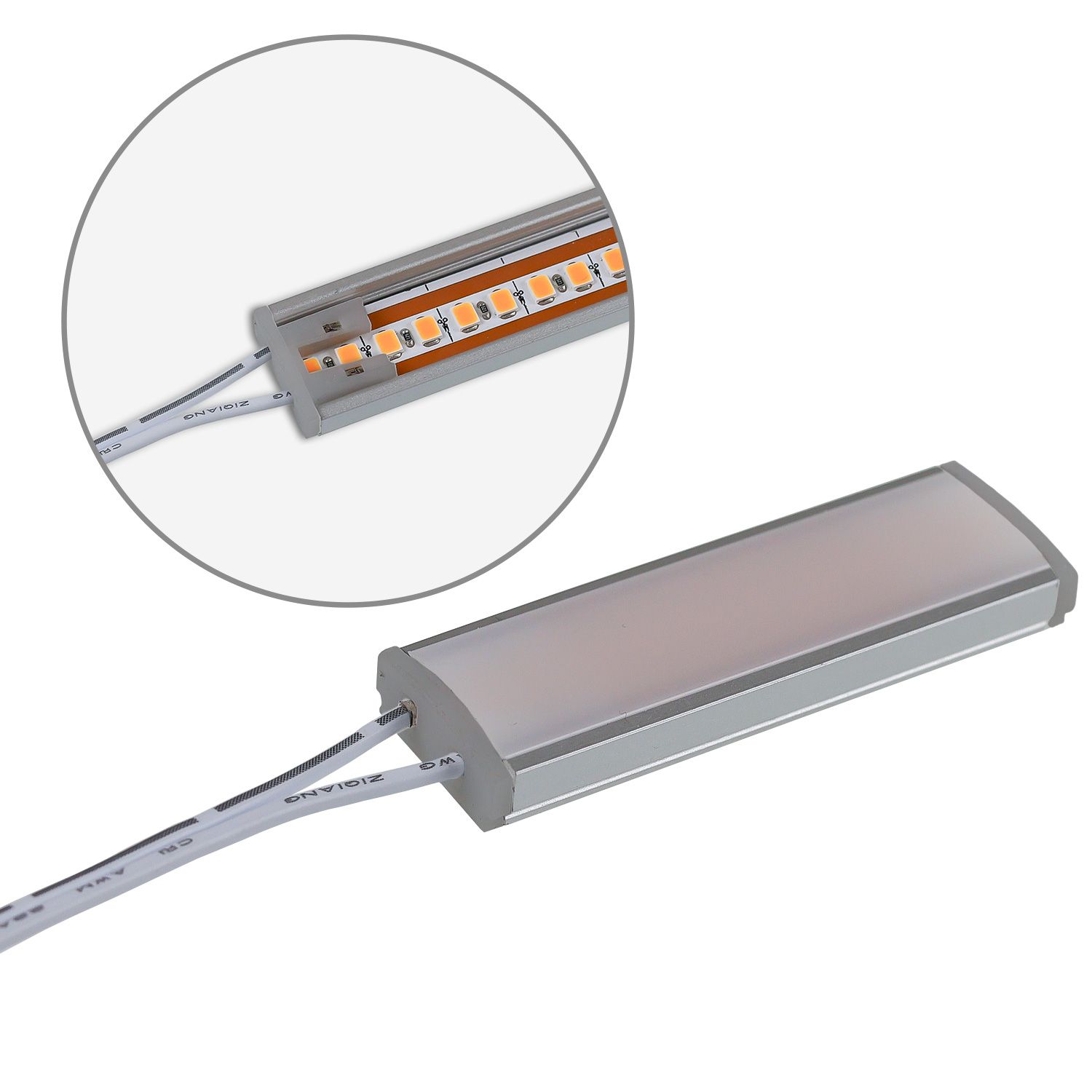 ISOLED Endkappe grau für Surf12 Flat mit Einspeiser für FC-Flexband, 50cm Kabel + MiniAmp-Stecker, max. 3A - 3