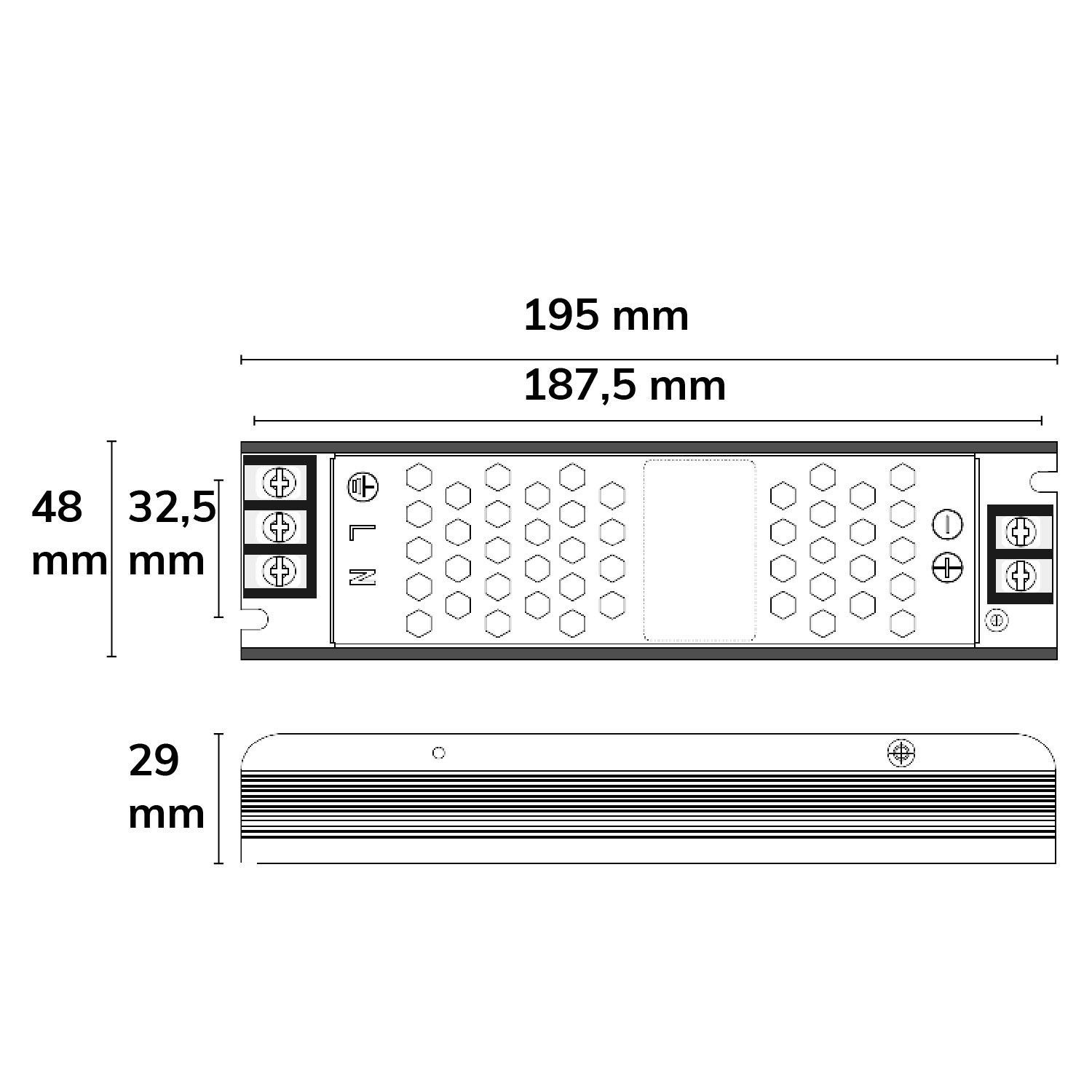 ISOLED LED Trafo 12V/DC, 0-200W, Gitter, flach - 3