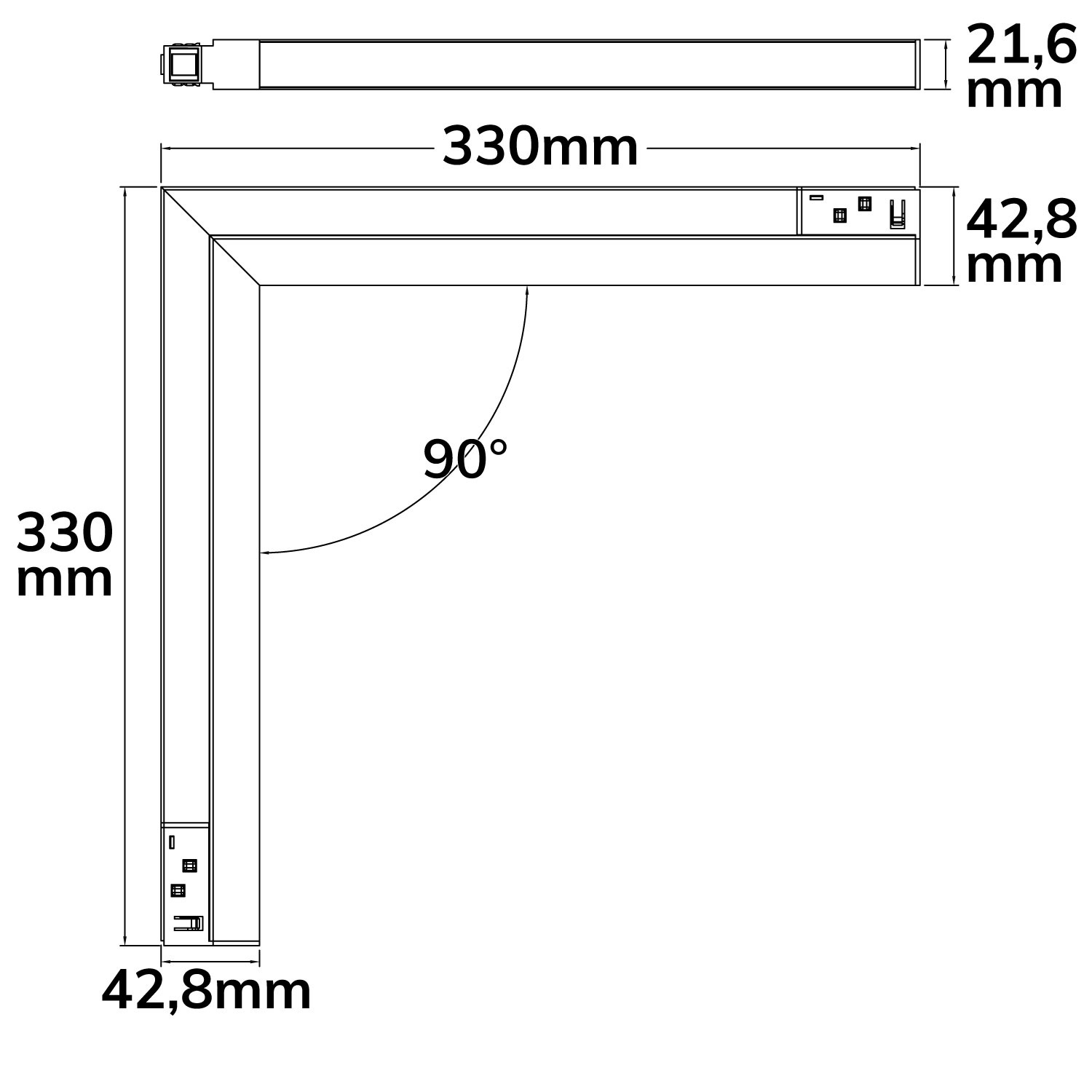 ISOLED Track48 Eckleuchte vertikal schwarz, 20W, 120°, 48V, 3000K, CRI90, prismatisch, Line+, DALI dimmbar - 7