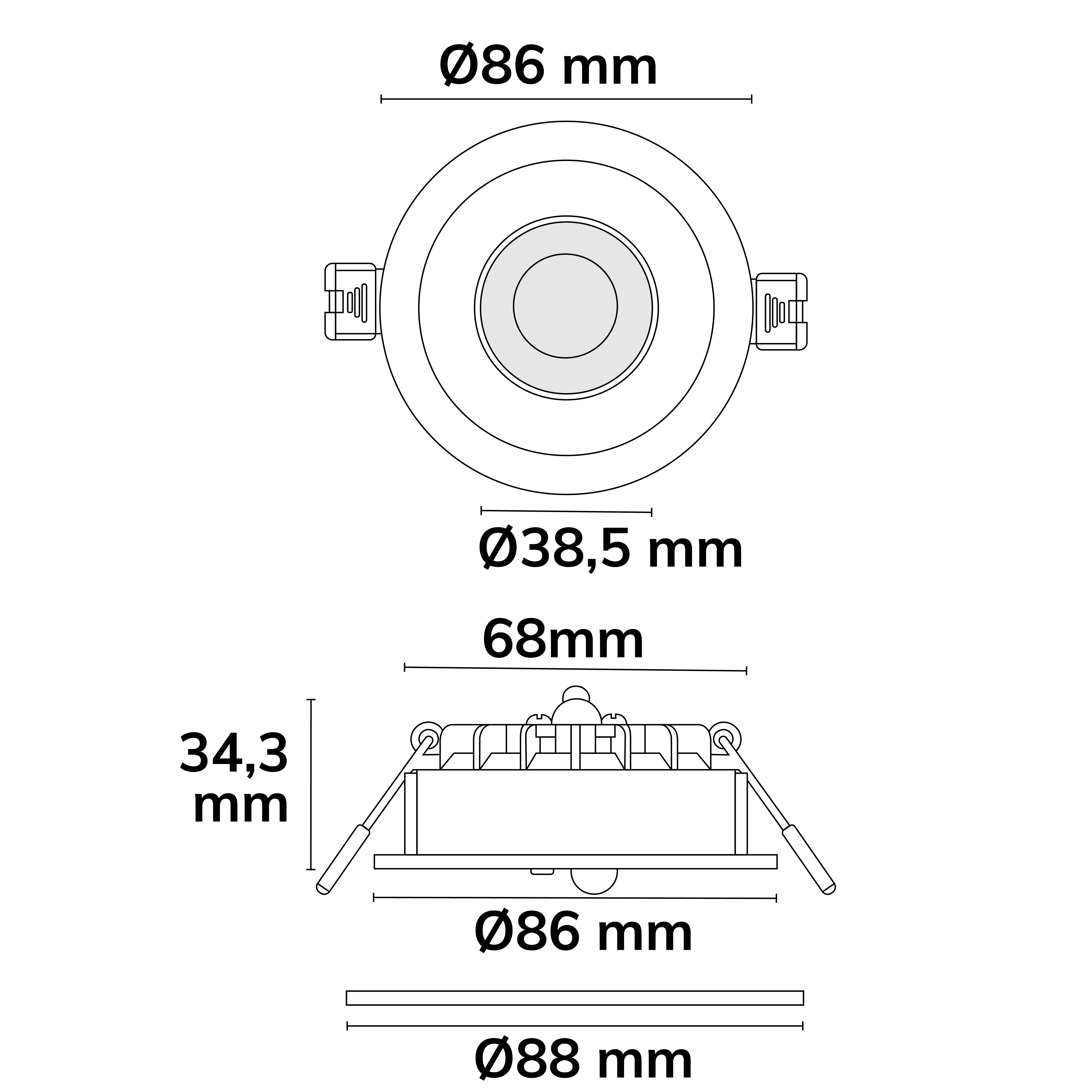 ISOLED LED Einbaustrahler Vario-68, 6W, 60°, 2700|3000|4000|6000K, IP65, CRI90, chrom - 3