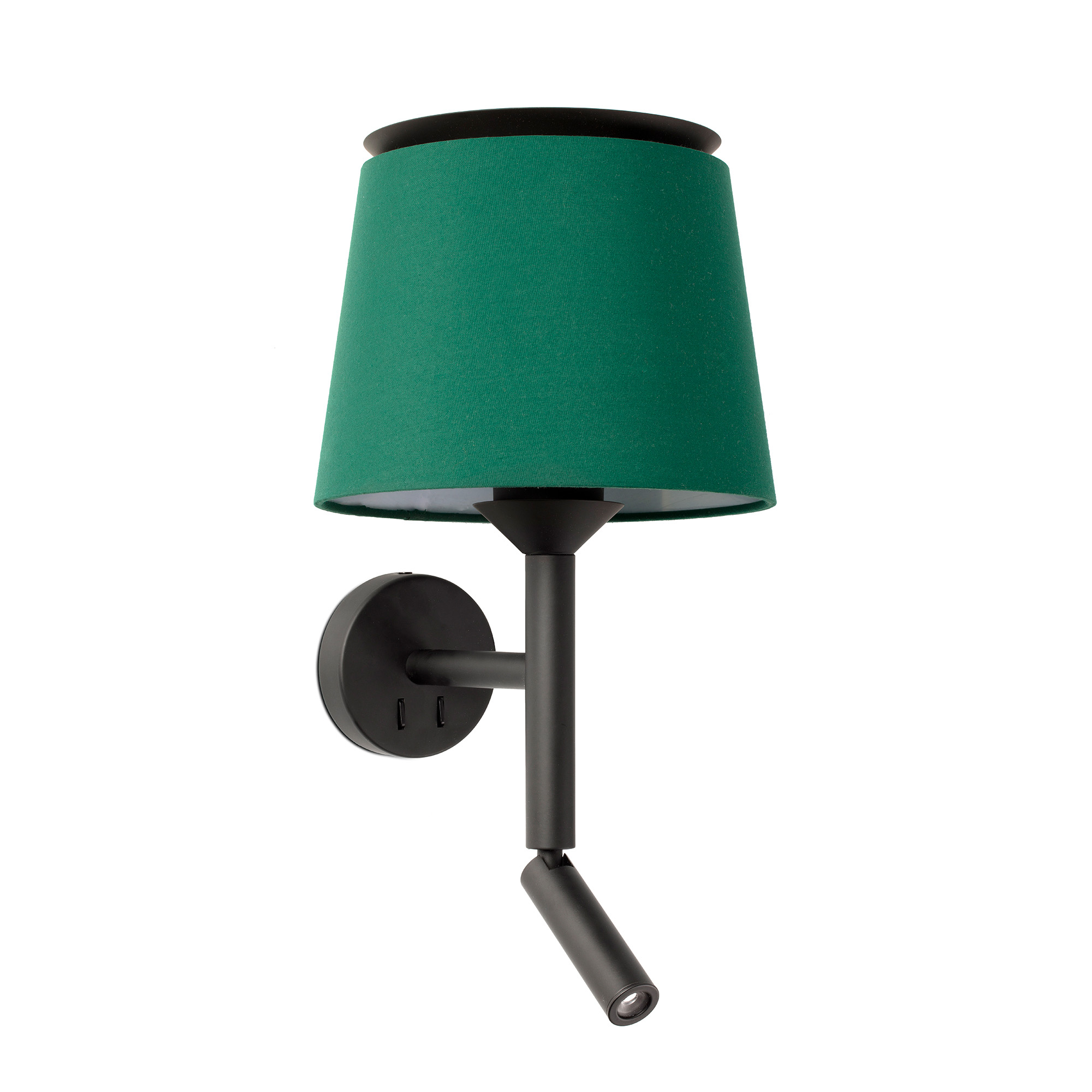 Faro SAVOY Wandleuchte mit Lesegerät, schwarz/grün Faro SAVOY Wandleuchte mit Lesegerät, schwarz/grün - Produktbild 1