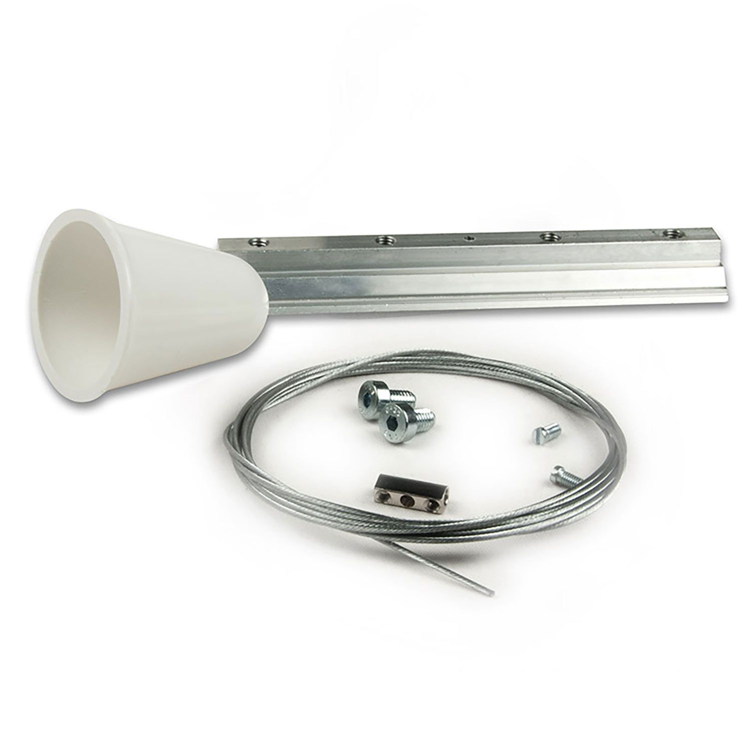 ISOLED Seilabhängung (1 Stk) für 3-Phasen Stromschiene Classic mit Montageplatte, Baldachin + Stahlseil 2m - 1