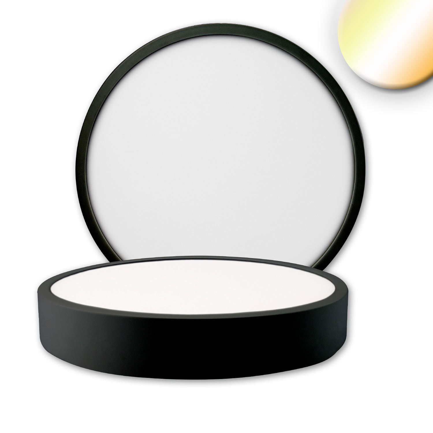 ISOLED LED Deckenleuchte PRO schwarz, 24W, rund, DN225, ColorSwitch 2700|3000|4000K, dimmbar - 1