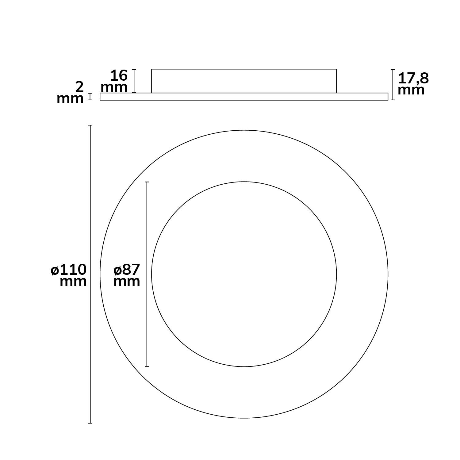 ISOLED Cover Aluminium rund chrom matt rückversetzt für Sys-90 - 3