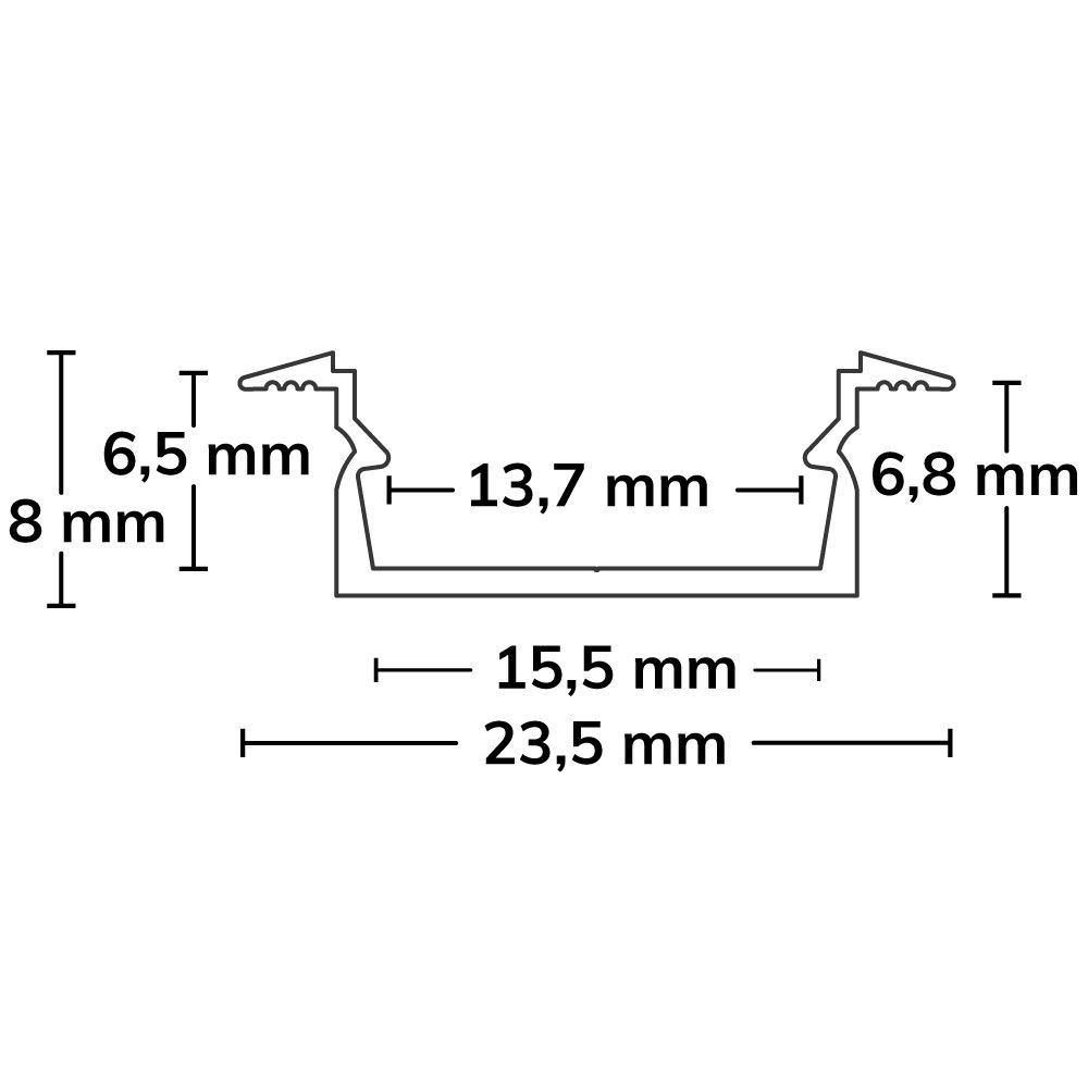 ISOLED LED Einbauprofil PURE14 D Aluminium eloxiert, 300cm - 3