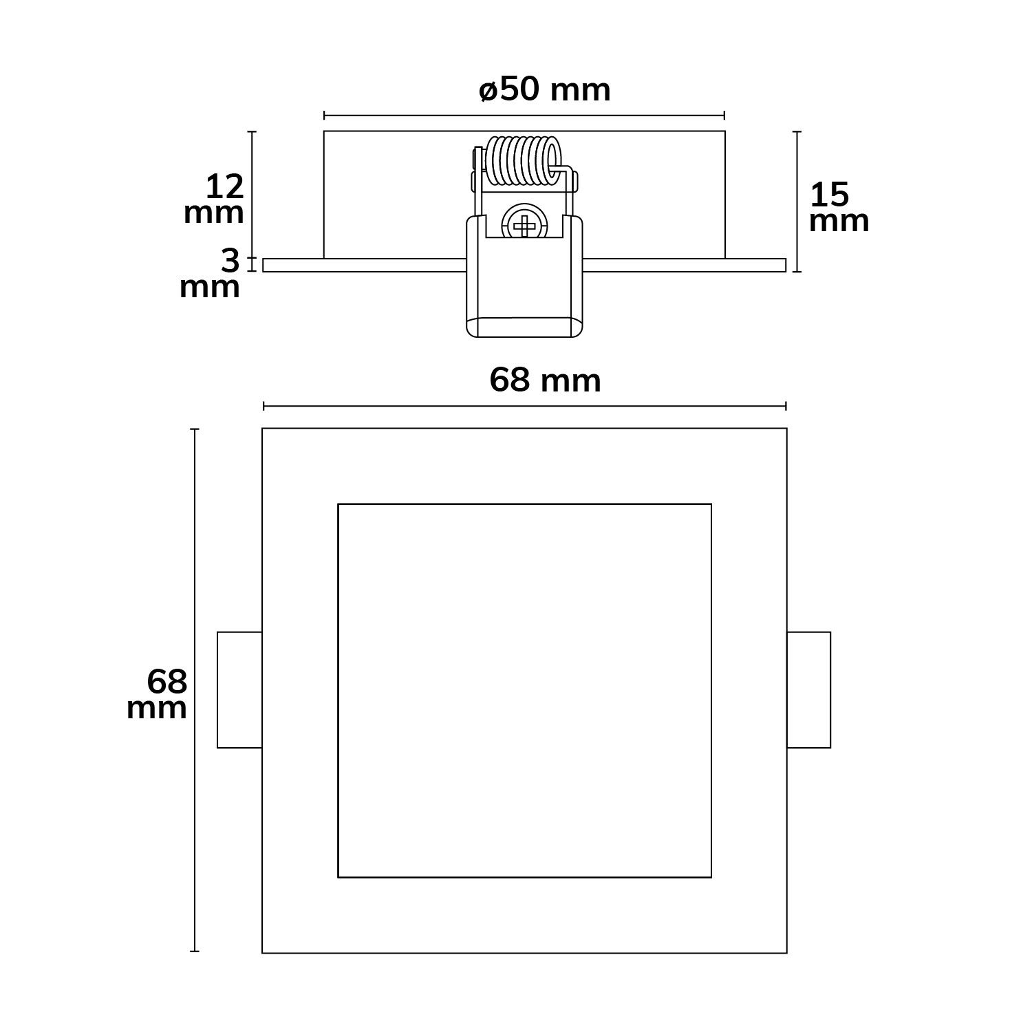 ISOLED LED Möbeleinbaustrahler, Alu gebürstet, eckig, 3W|3W, 24V DC 3pol., 1900-5000K CCT, dimnbar - 3