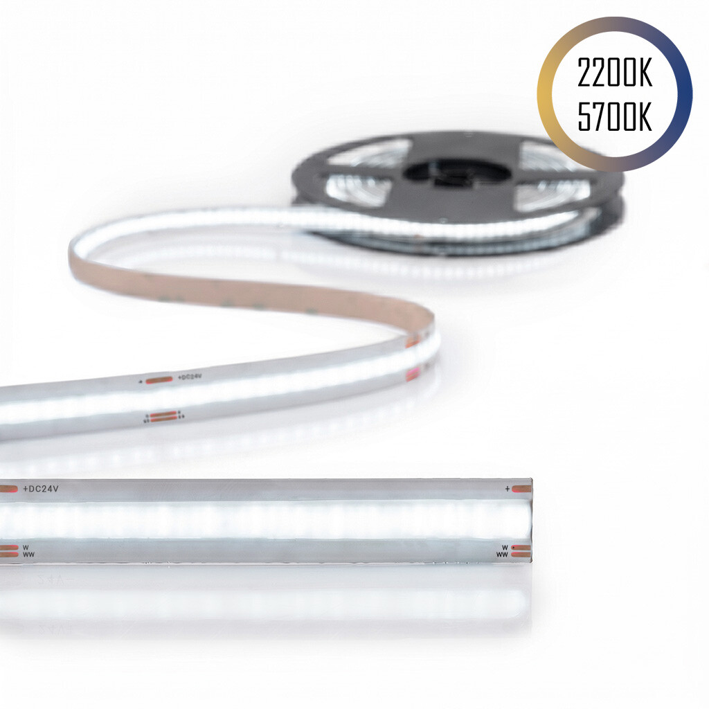 Emilum Flex COB CCT LED-Streifen 24V, 14W, 2200K/5700K, CRI90, 604LED, IP20, 10mm Emilum Flex COB CCT LED-Streifen 24V, 14W, 2200K/5700K, CRI90, 604LED, IP20, 10mm - 1