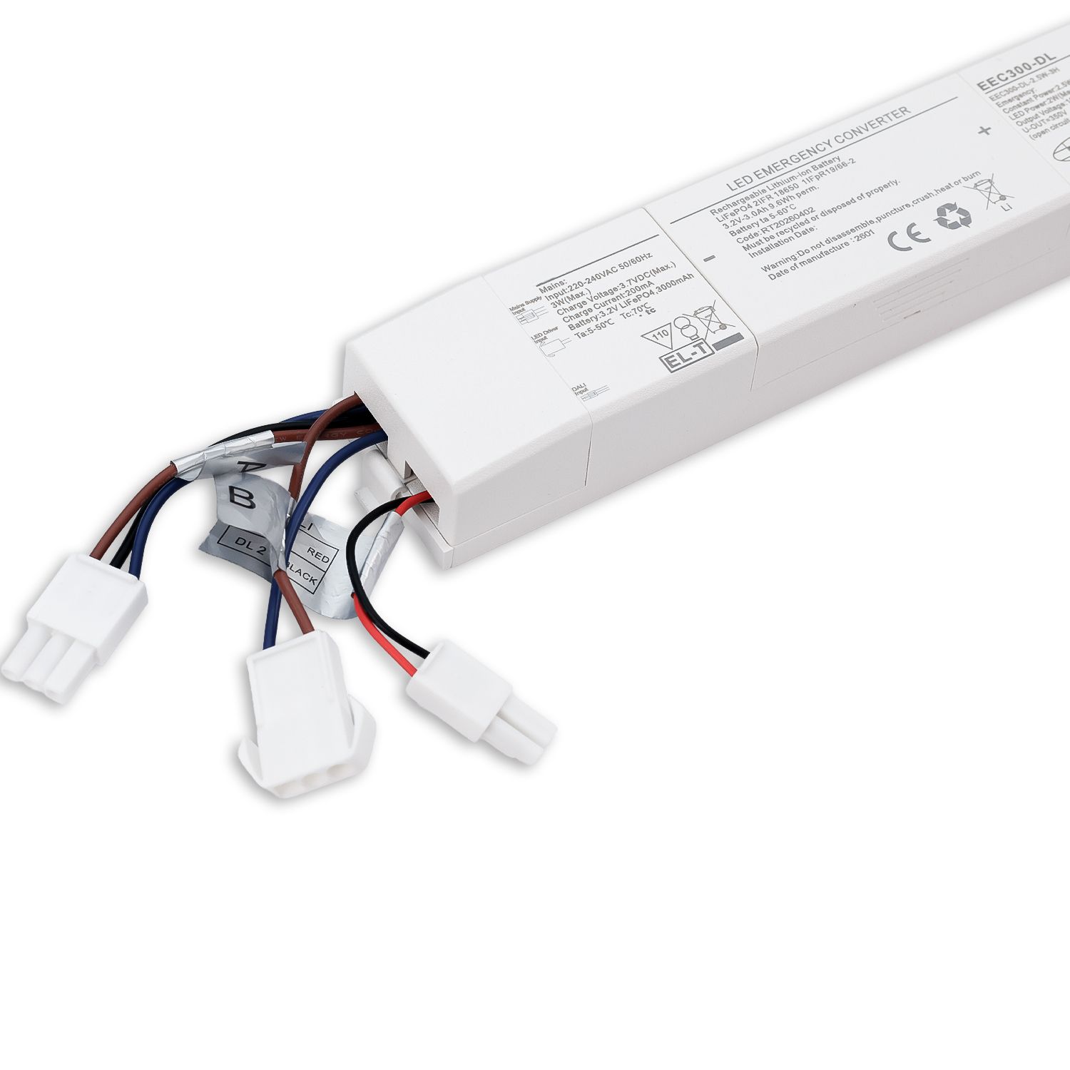 ISOLED Notlicht Akkumodul 3000 mAh, 2,5W 3h (30-300V) für DALI dimmbare Wannenleuchten HEQ, anschlussfertig - 2