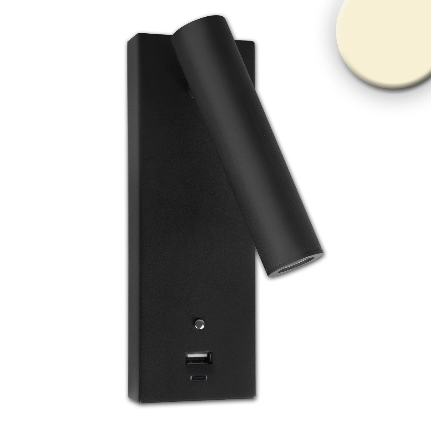 ISOLED LED Leseleuchte, 3W, schwarz, mit USB-A und USB-C Ladebuchse, warmweiß, 3 Stufen dimmbar ISOLED LED Leseleuchte, 3W, schwarz, mit USB-A und USB-C Ladebuchse, warmweiß, 3 Stufen dimmbar - 1