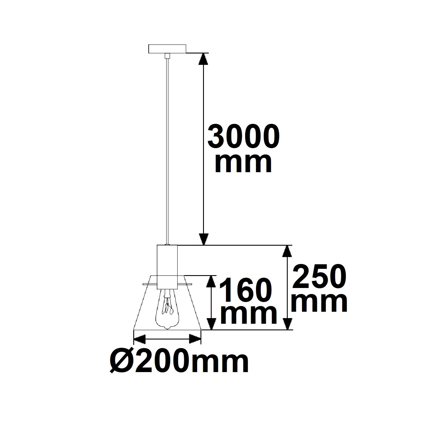 ISOLED Pendelleuchte, black concave Glas, E27, 20cm, 50-300cm, exkl. Leuchtmittel, exkl. Baldachin - 2