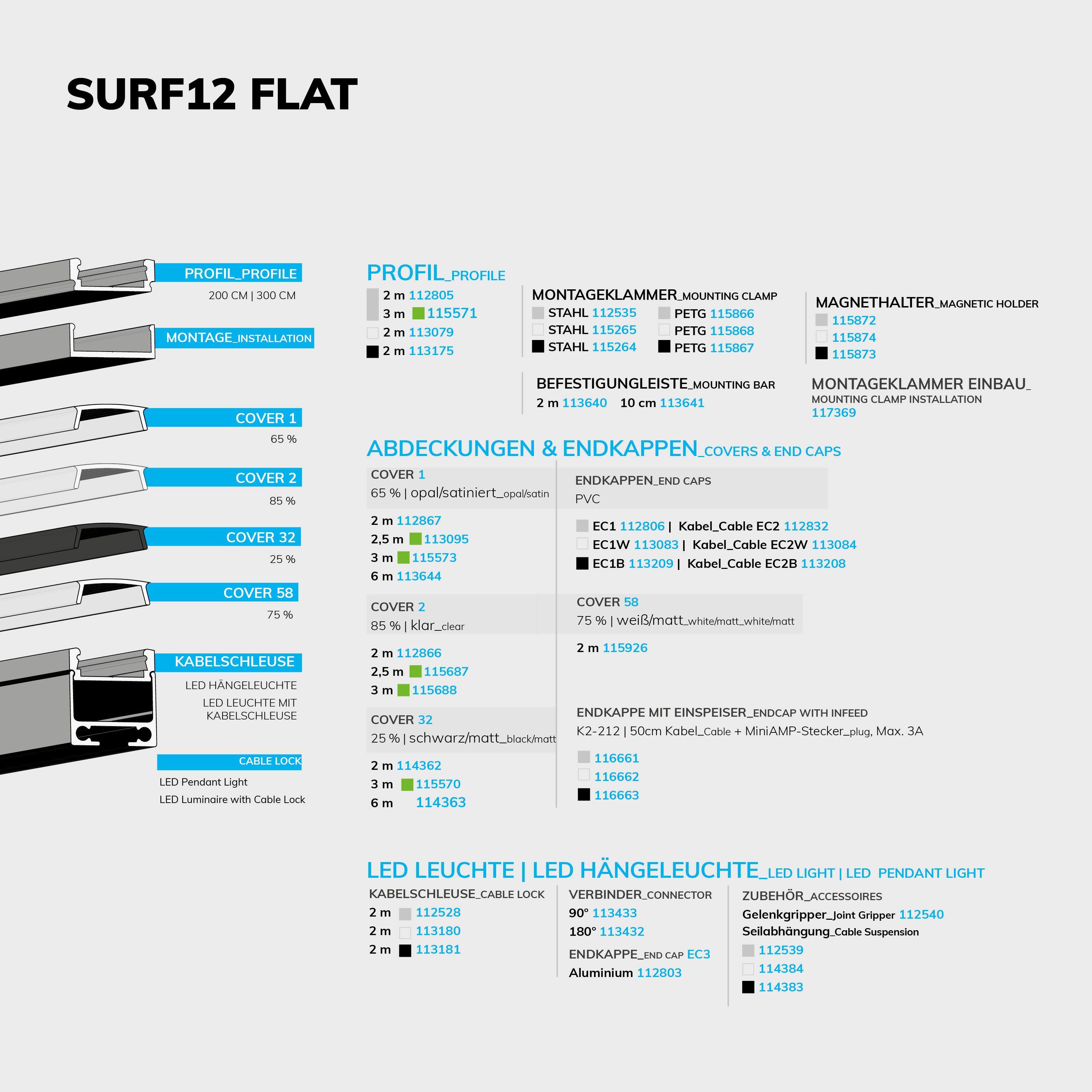 ISOLED LED Aufbauprofil SURF12 FLAT Aluminium eloxiert, 300cm - 4