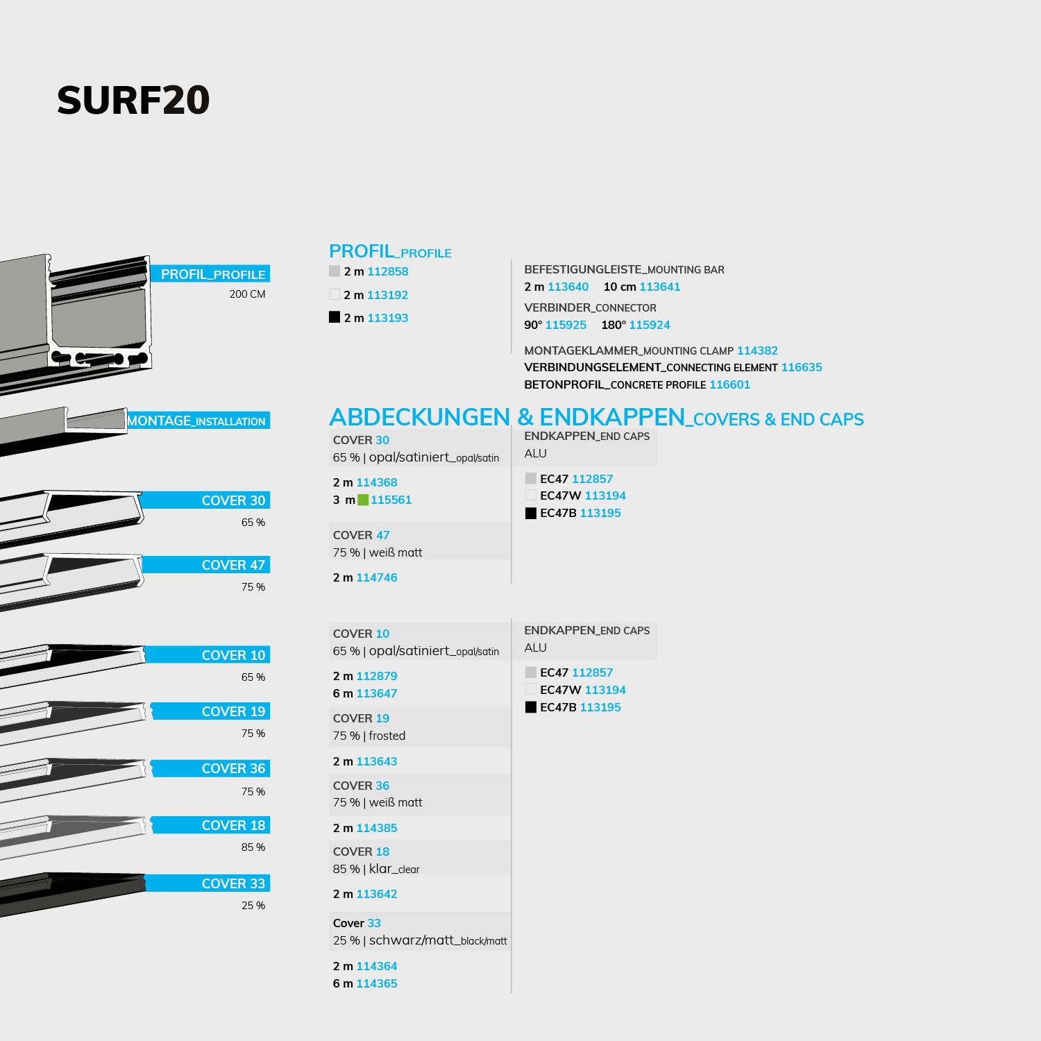 ISOLED LED Aufbauprofil SURF20 Aluminium eloxiert, 200cm - 5