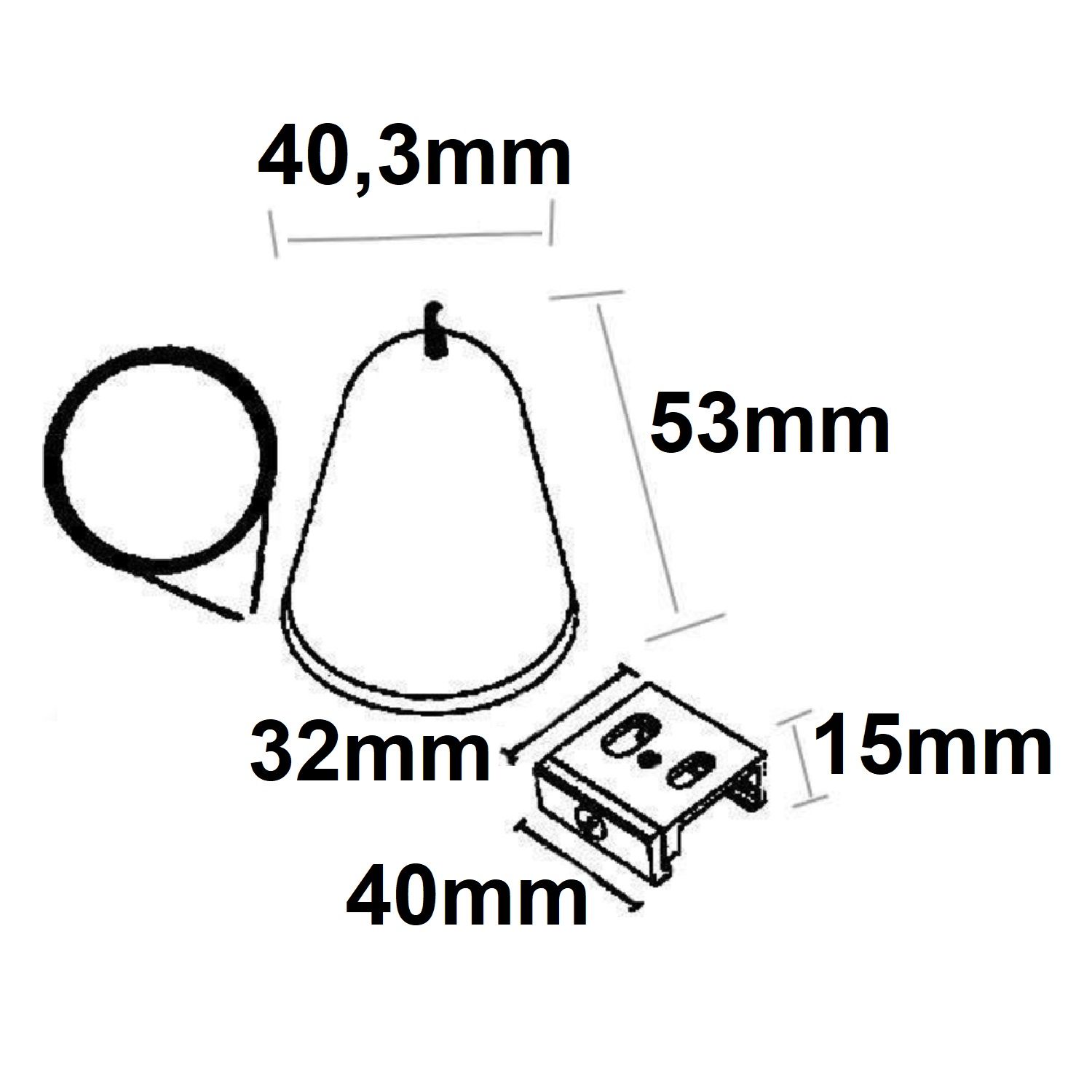 ISOLED 3-Phasen DALI Schiene Seilabhängung mit Gegenstück inkl. Baldachin & Stahlseil, schwarz, 1 Stück - 2