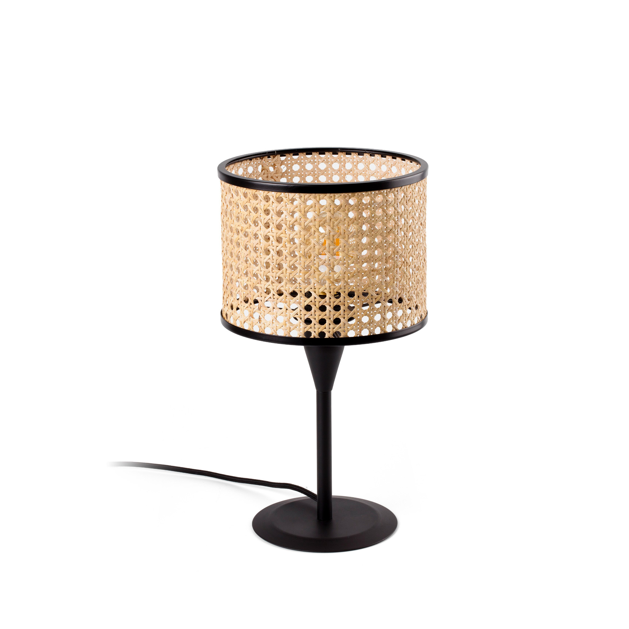 Faro MAMBO S Tischleuchte schwarz/rattan - Produktbild 1