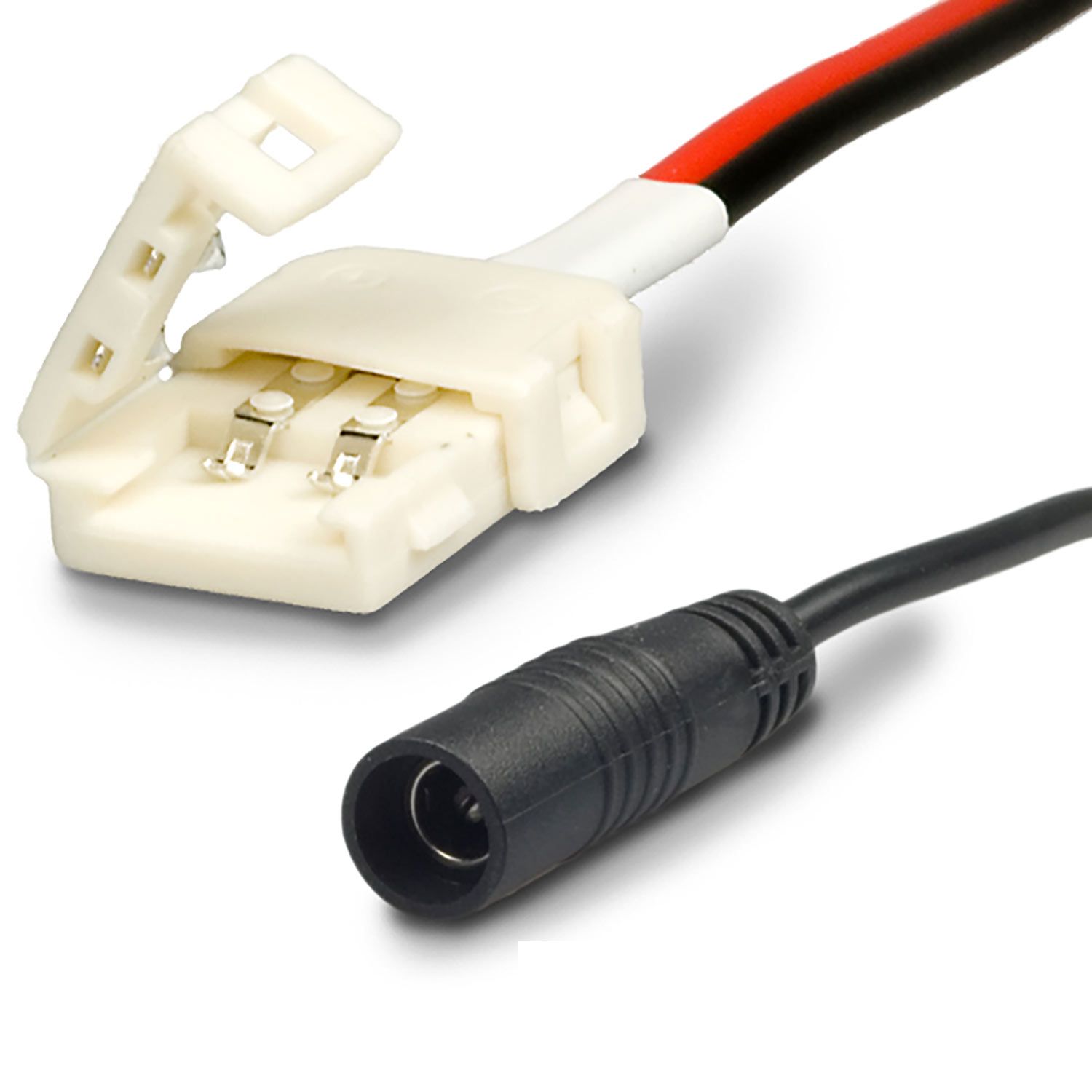 ISOLED Clip-Rundstecker-Anschluss (max. 5A) für 2-pol. IP20 Flexstripes mit Breite 8mm, Pitch-Abstand >12mm - 1