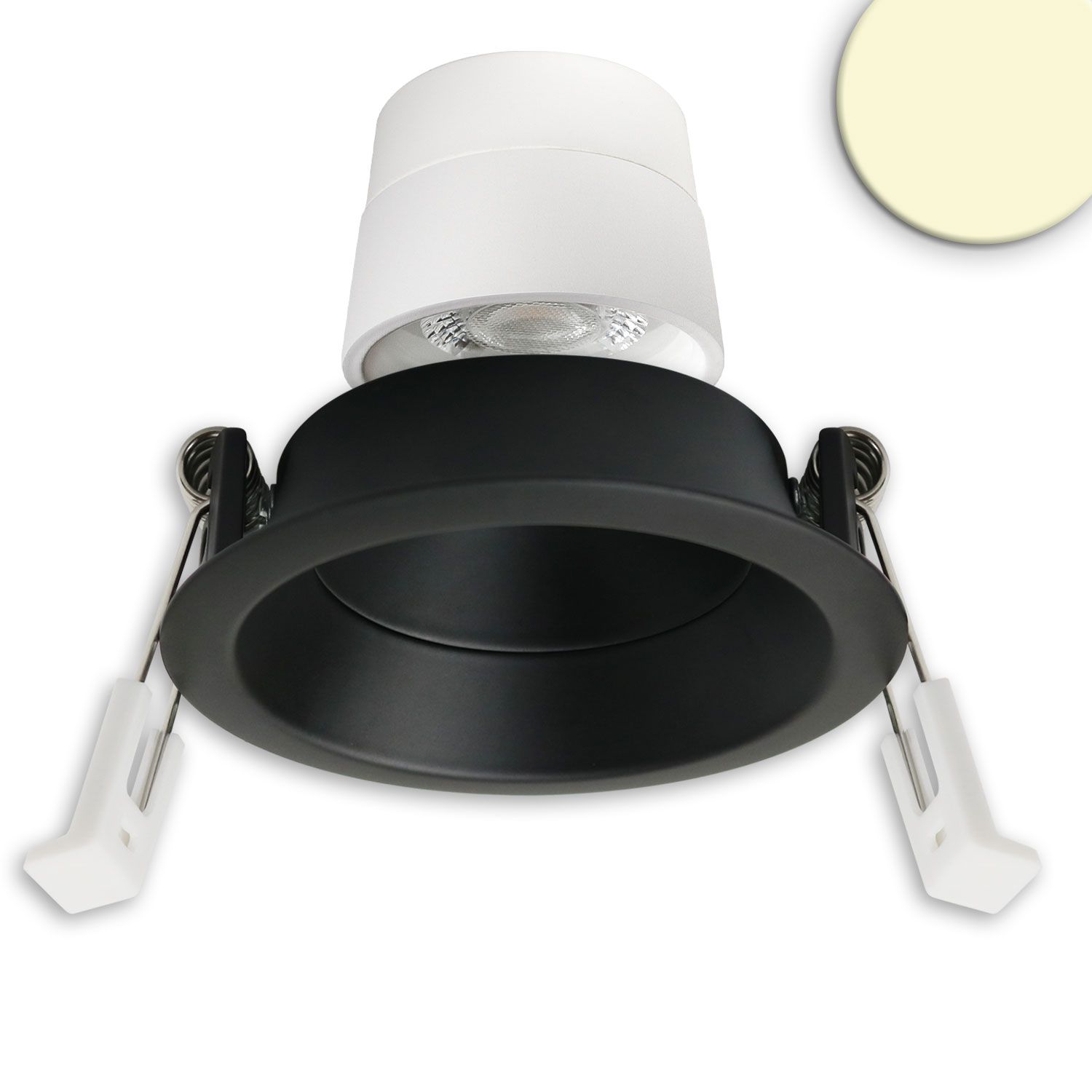 ISOLED LED Einbaustr. Back68, schwarz matt, rund, 5W, CRI90, 2700K, schwenkbar, rückvers., UGR