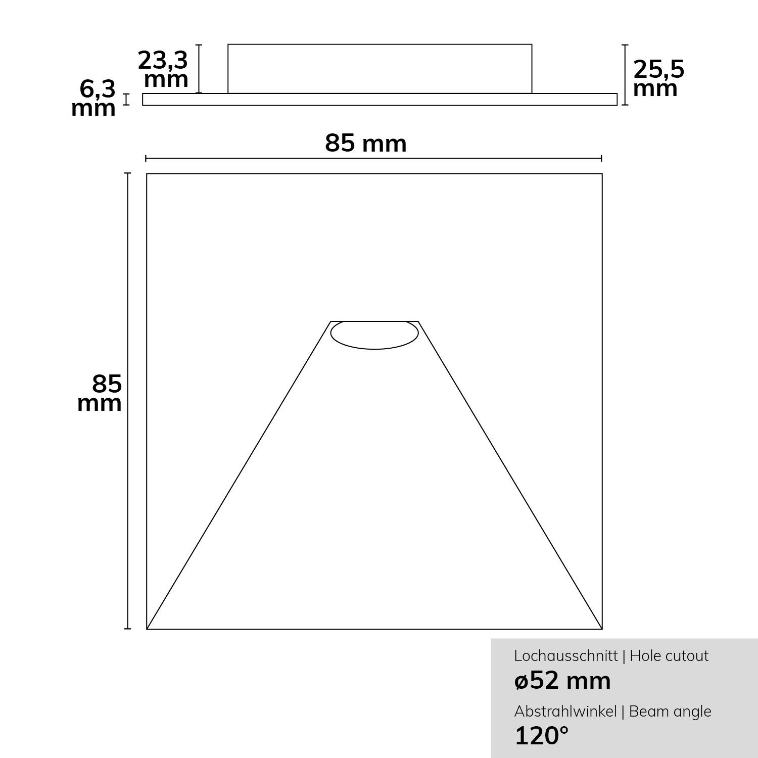 ISOLED Cover Aluminium eckig 2 weiß für Sys-Wall68 - 2