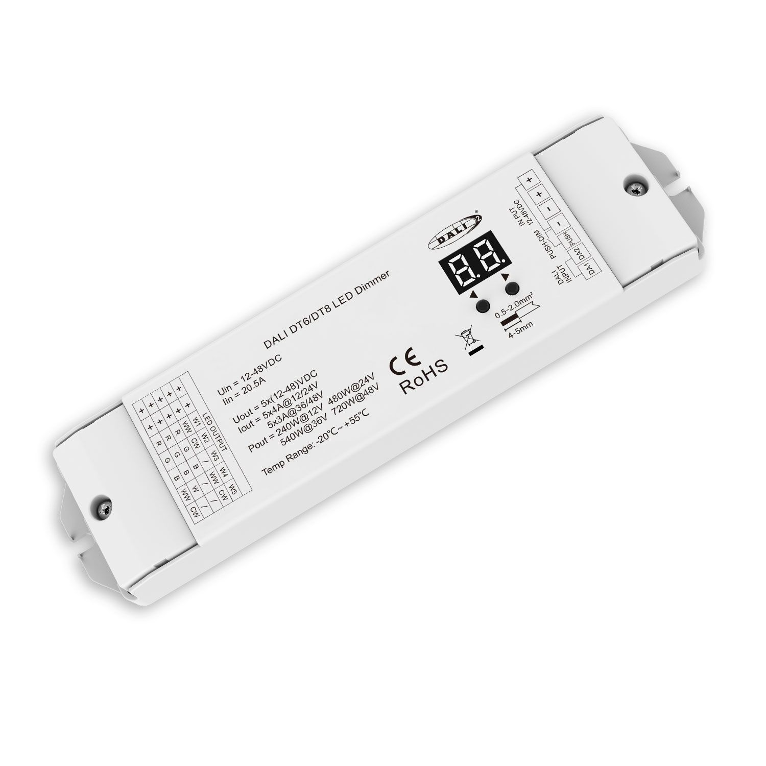 ISOLED DALI-2 DT6 5 Adressen / DT8 5-Kanal 1 Adresse Multi-PWM Dimmer, 12-24V 5x4A, 36-48V 5x3A - 1