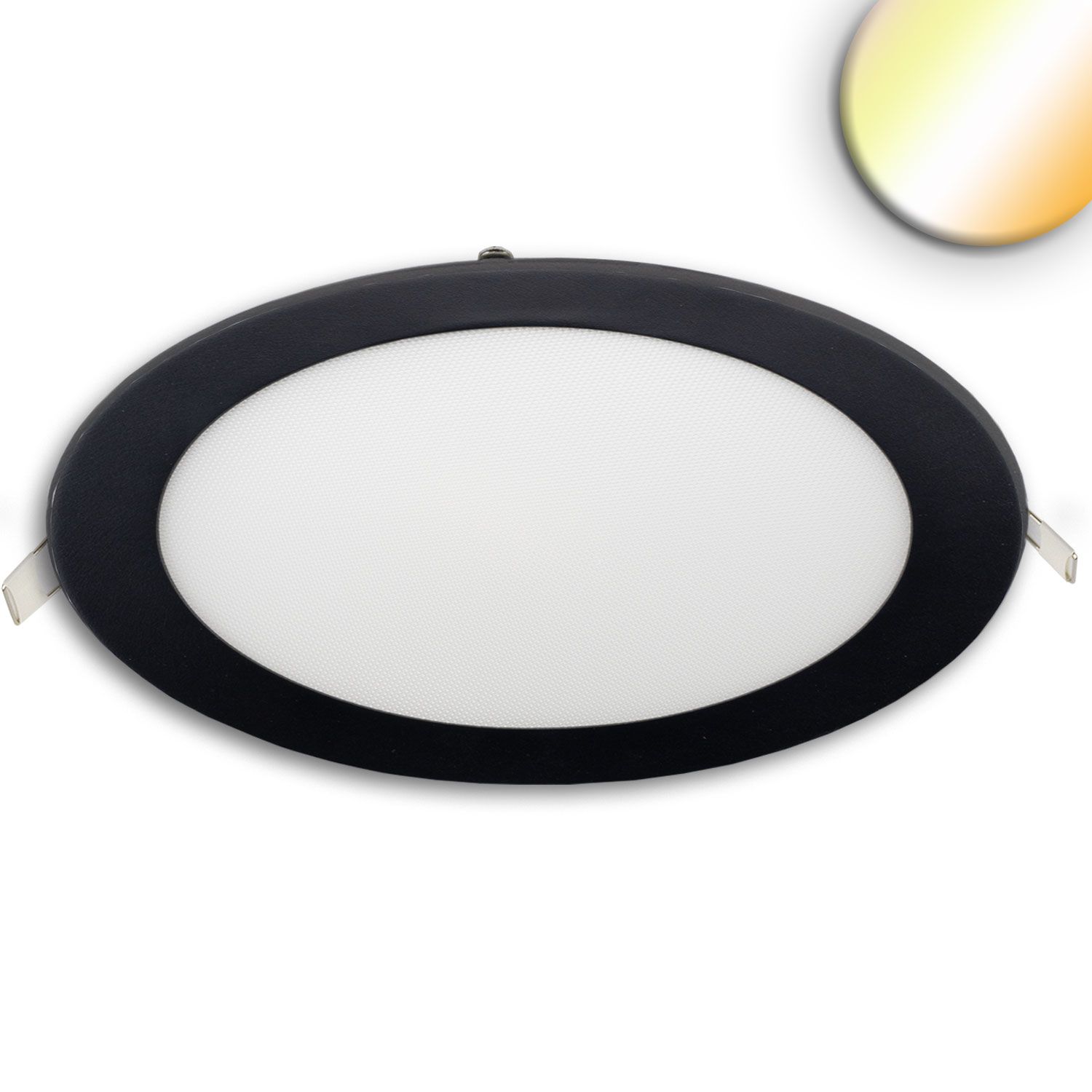 ISOLED LED Downlight, 24W, rund ultraflach schwarz, 300mm, ColorSwitch 3000|3500|4000K, dimmbar - 1