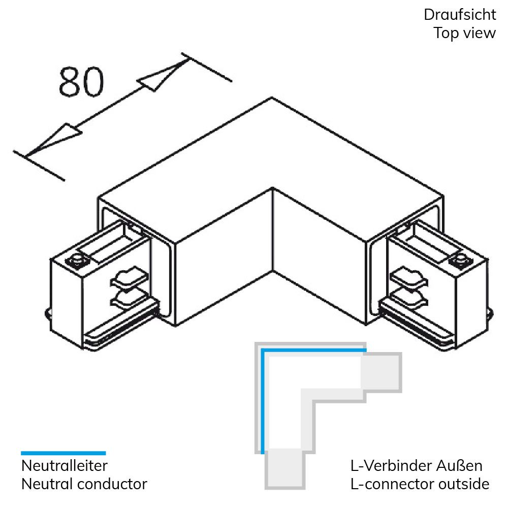 ISOLED 3-Phasen Classic L-Verbinder N-Leiter außen, Schutzleiter innen, weiß - 2
