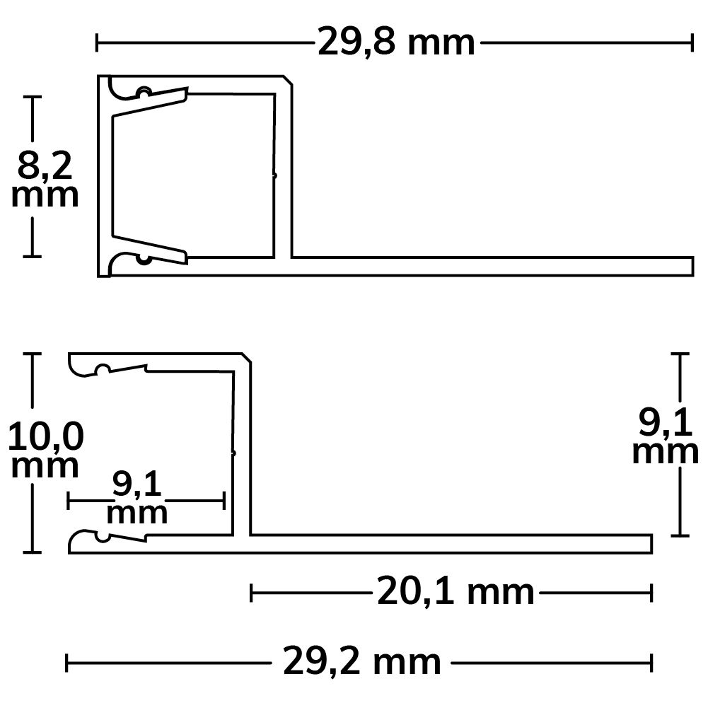 ISOLED LED Fliesenprofil UP8, weiß RAL 9003 200cm - 2