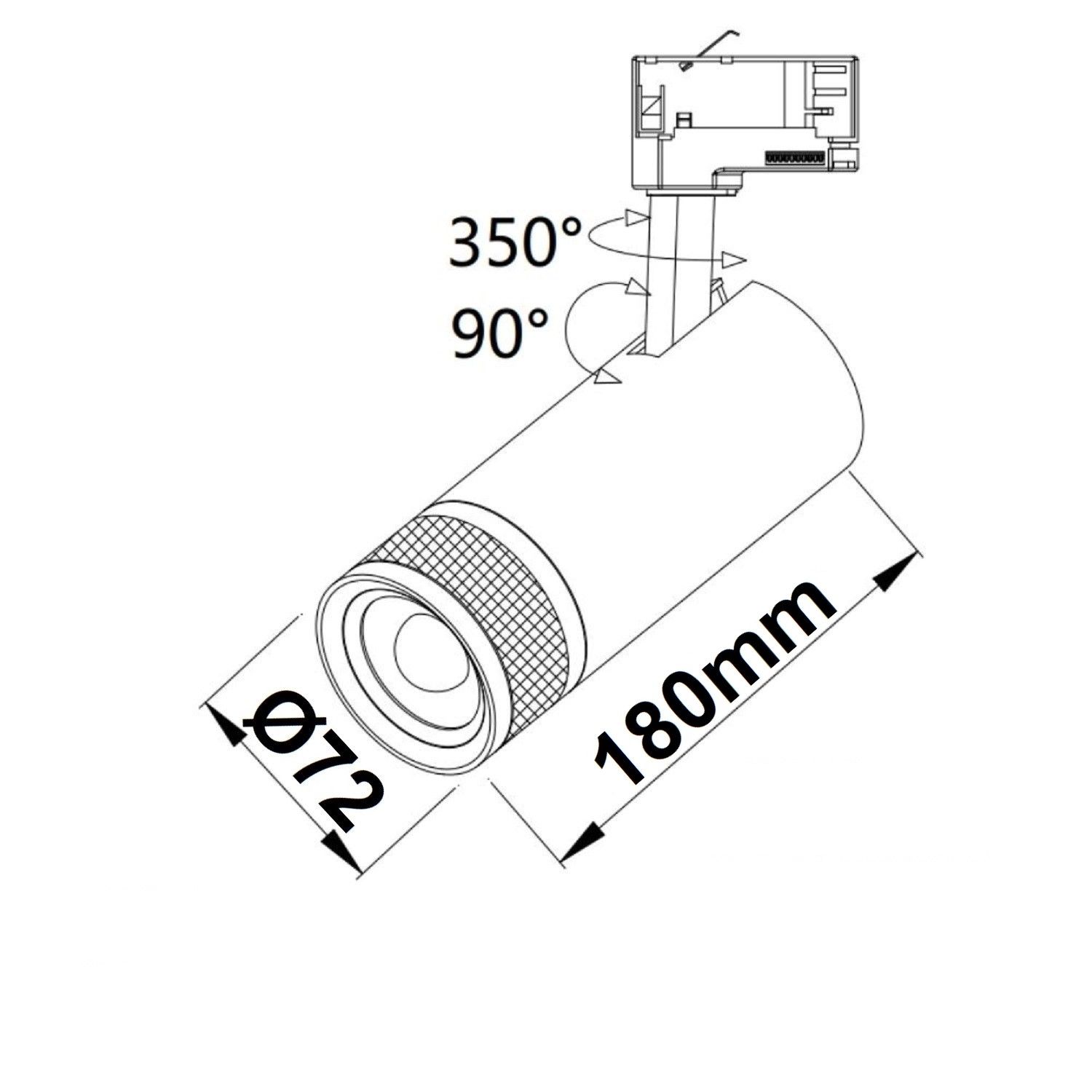 ISOLED 3-Phasen Schienenstrahler fokussierbar, 24W, 20°-55°, weiß matt, 3000K - 4