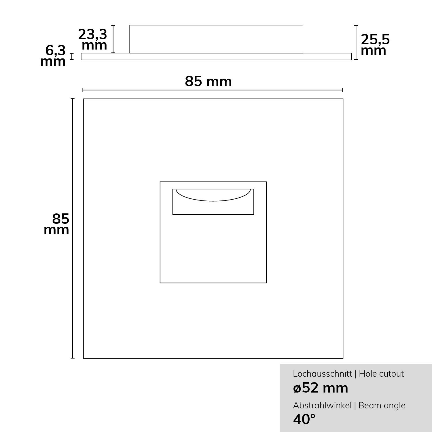 ISOLED Cover Aluminium eckig 3 silbergrau für Sys-Wall68 - 2