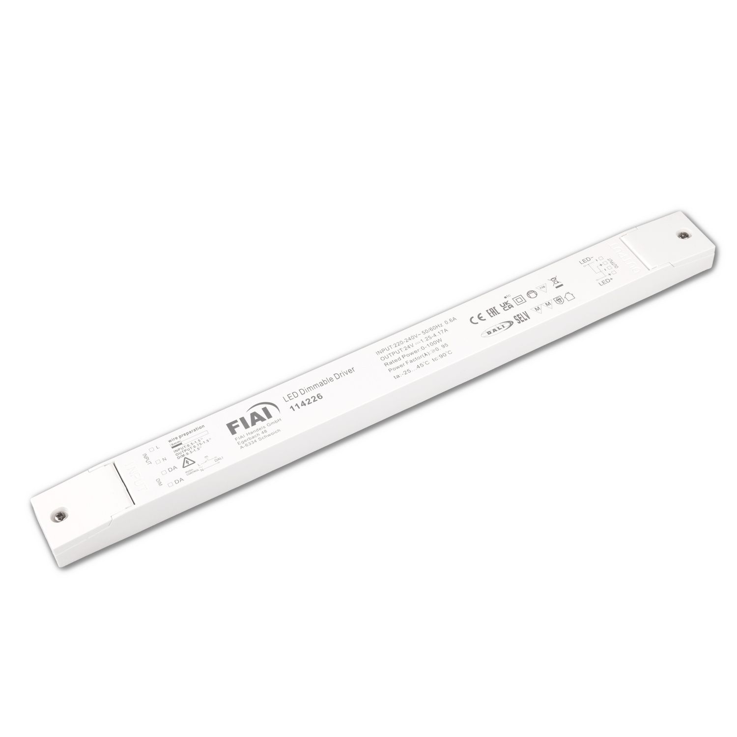 ISOLED LED PWM-Leuchten-Trafo 24V/DC, 0-100W, Push/DALI dimmbar, flach, schmal - 1