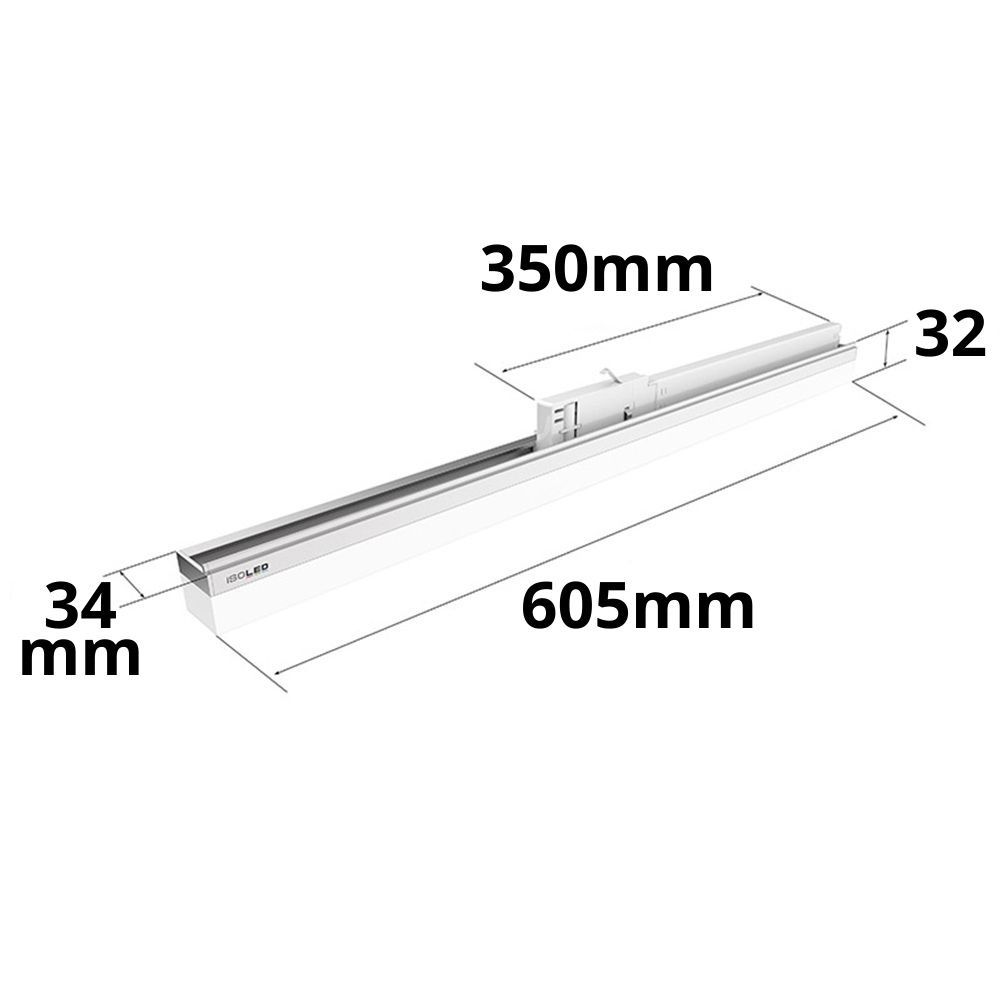 ISOLED 3-Phasen Linearleuchte 600mm, 20W, 110°, weiß matt, 3000K - 3