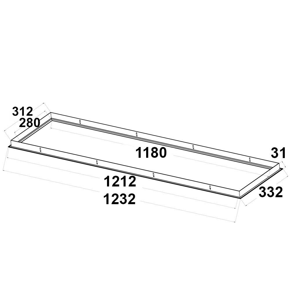 ISOLED Einbaurahmen weiß RAL 9016 für LED Panel 300x1200 - 2