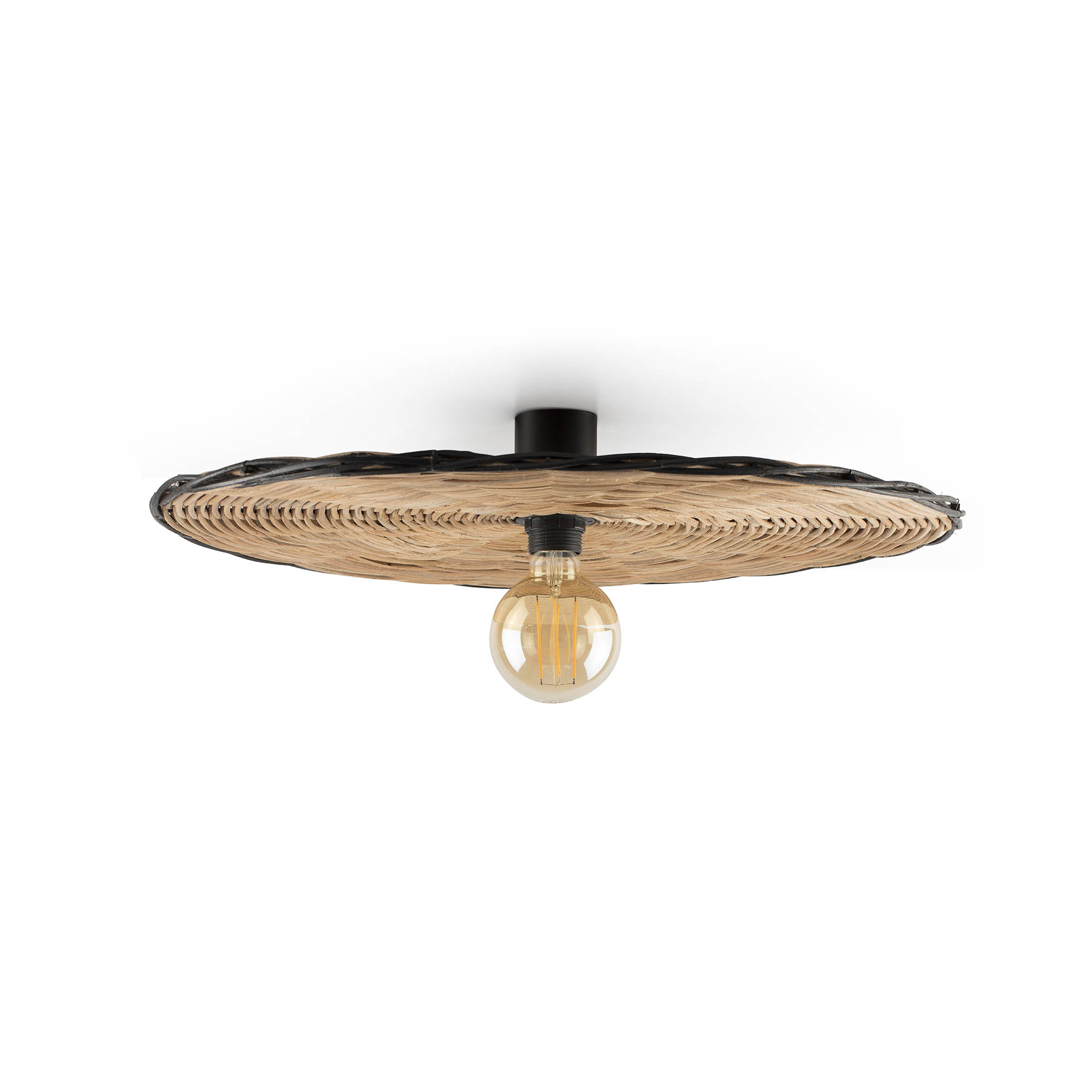 Faro COSTAS 600 H70 Wand-/Deckenleuchte schwarz/rattan - Produktbild 1