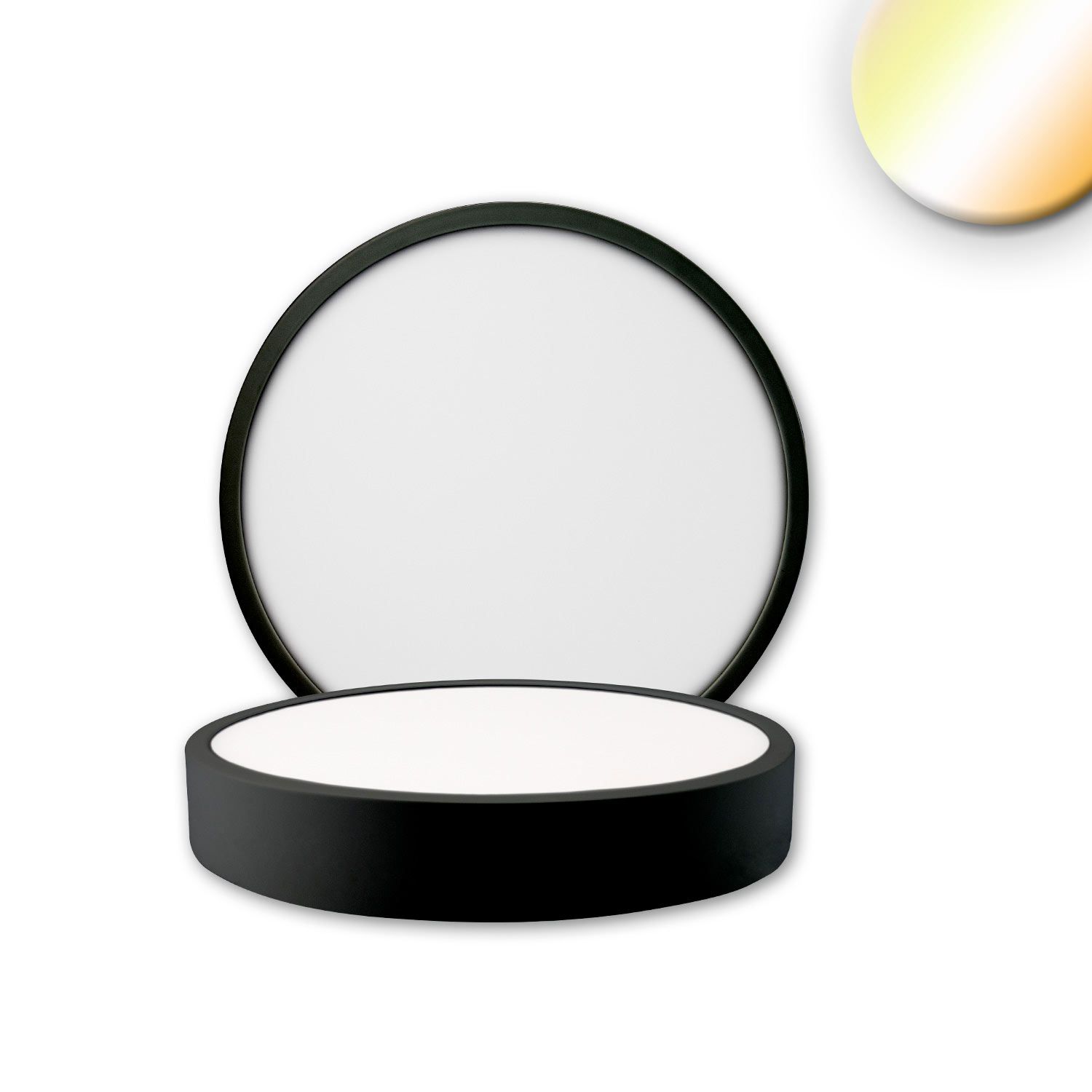 ISOLED LED Deckenleuchte PRO schwarz, 8W, rund, DN120, ColorSwitch 2700|3000|4000K, dimmbar - 1