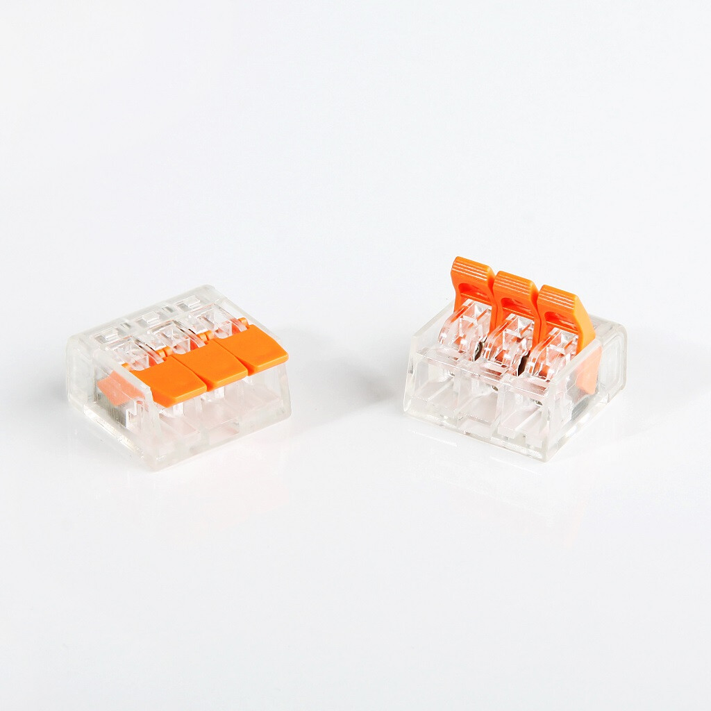 Emilum Verbindungsklemme, 3-polig, 0.2-4 mm², Transparent, Orange (ähnlich WAGO 221-413) - Produktbild 2