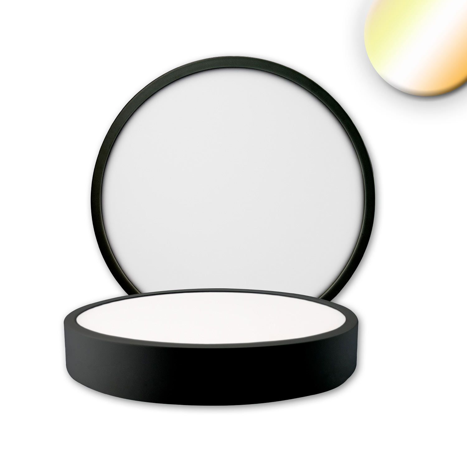 ISOLED LED Deckenleuchte PRO schwarz, 15W, rund, DN170, ColorSwitch 2700|3000|4000K, dimmbar - 1
